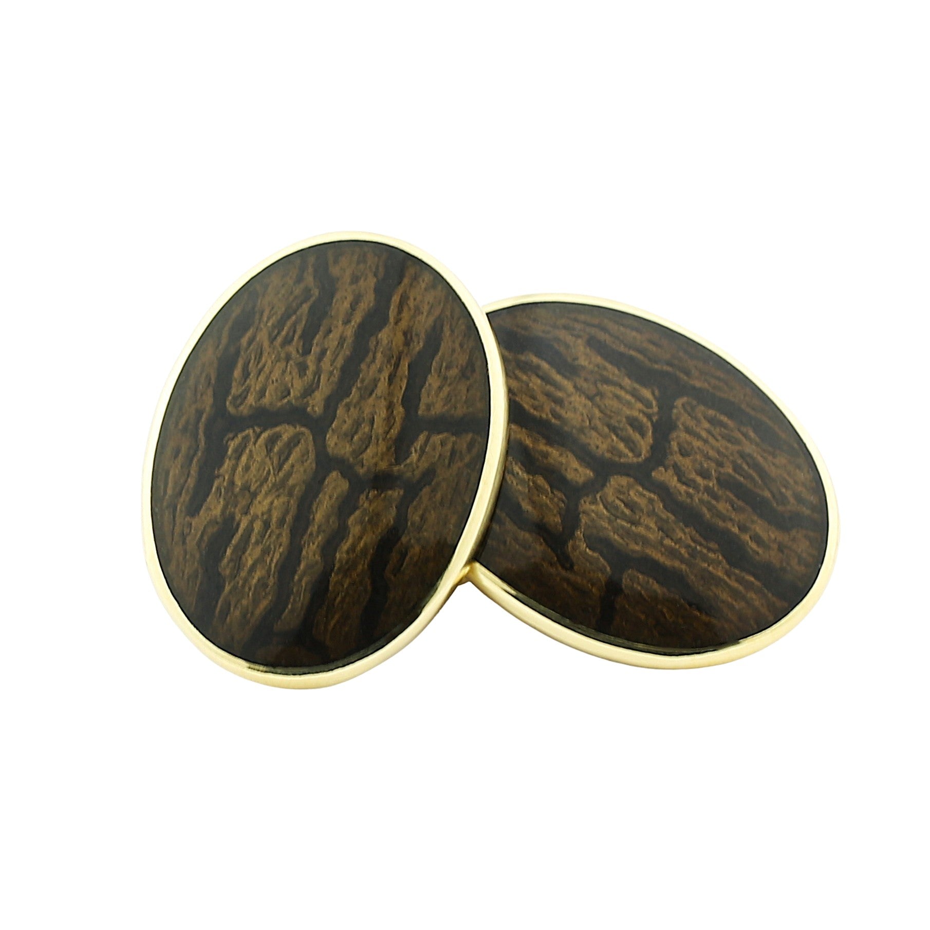 bark enamel 18ct YELLOW GOLD CUFFLINKS - main