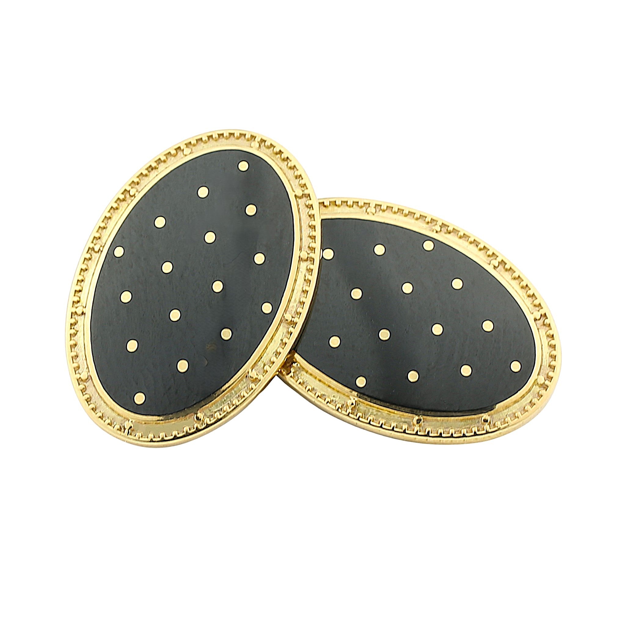 BASKET WEAVE BLACK DRESS SET 18ct YELLOW GOLD - link