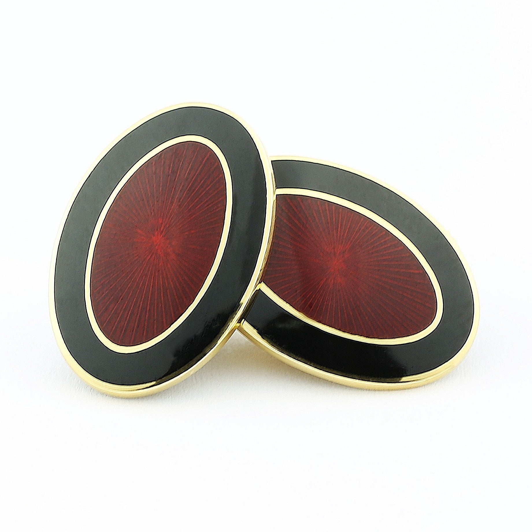 double oval back/red 18ct yellow gold cufflinks - main