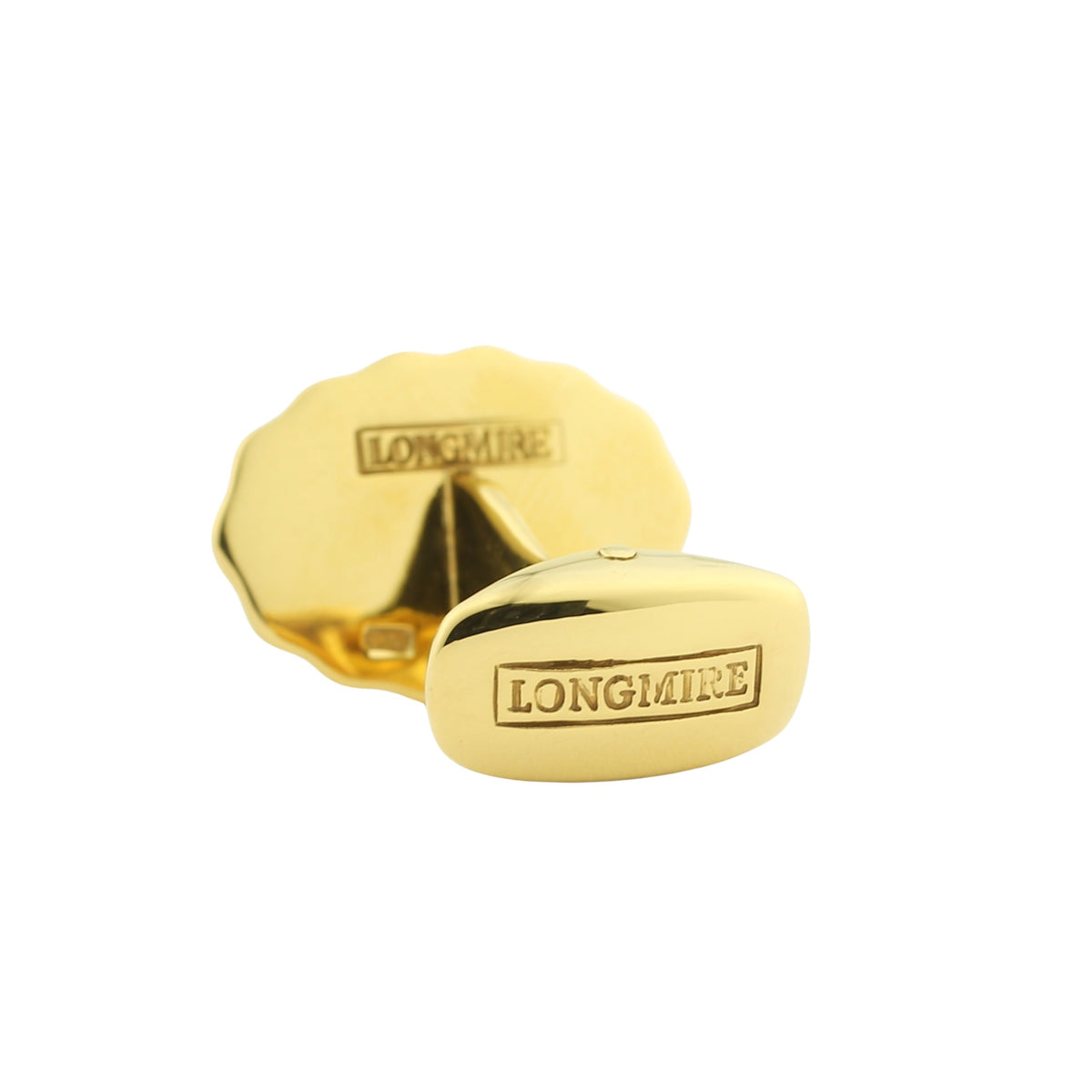 WAVY BLUE ENAMEL t-bar 18ct YELLOW GOLD CUFFLINKS - rear