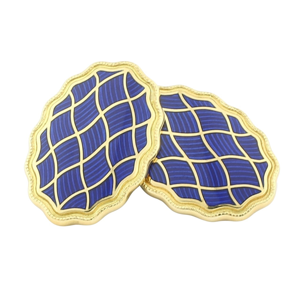 WAVY BLUE ENAMEL 18ct YELLOW GOLD CUFFLINKS - main