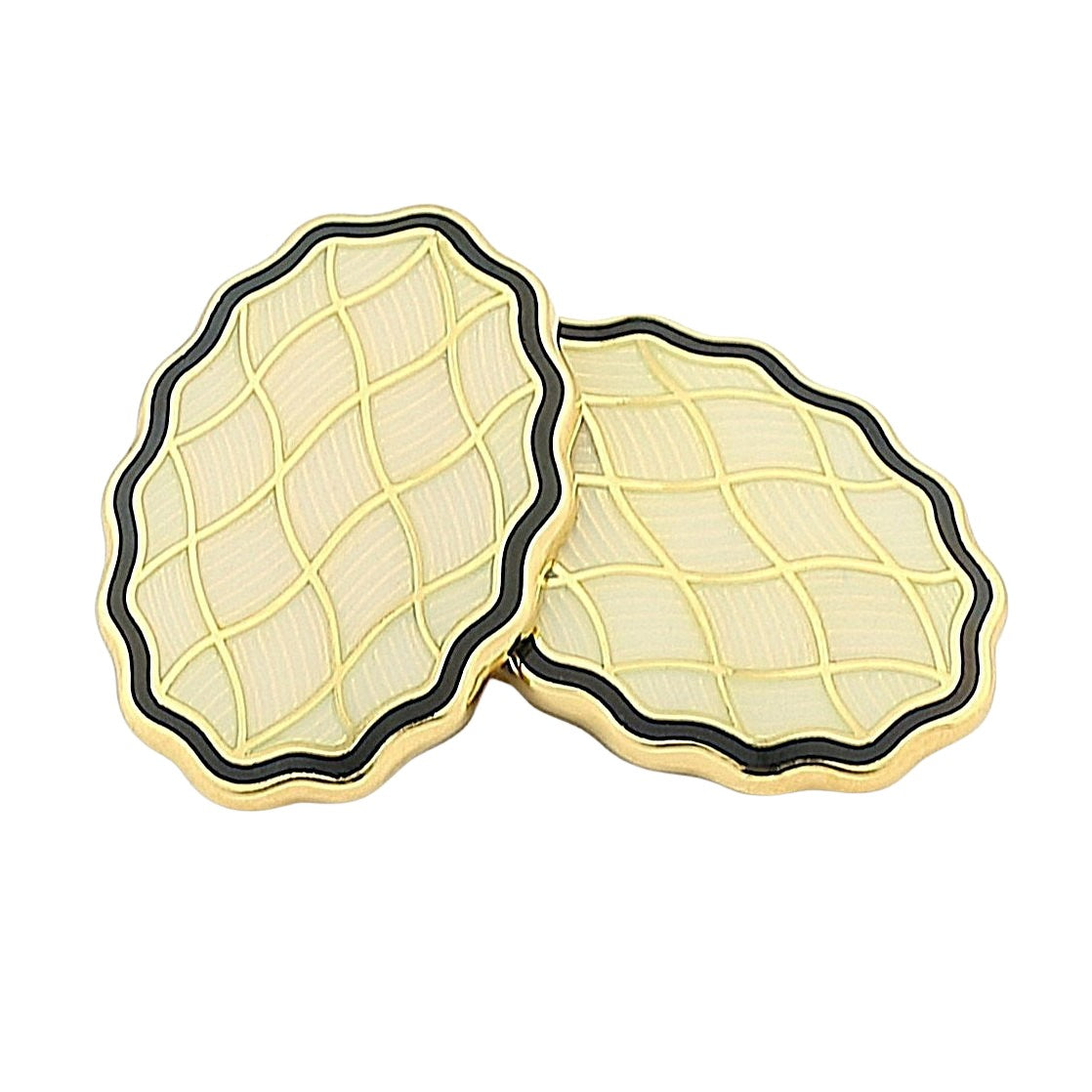 wavy black/cream enamel dress set 18ct yellow gold - cufflinks
