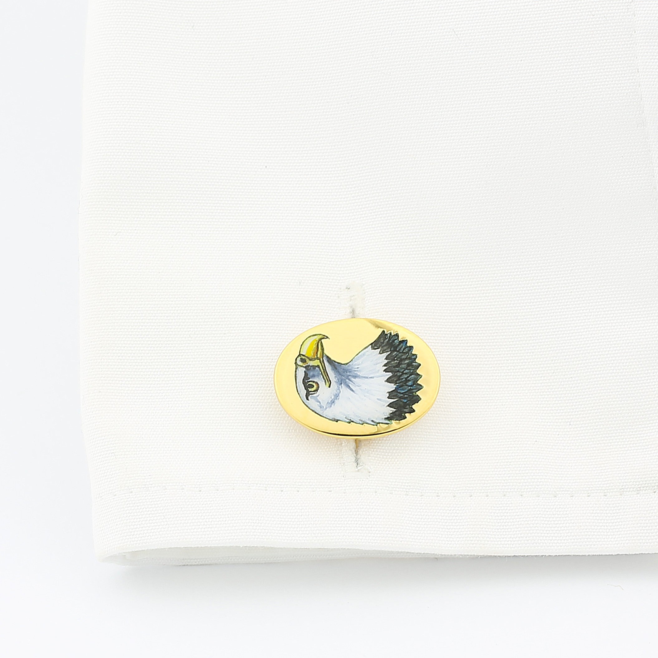 AMERICAN EAGLE 18ct YELLOW GOLD CUFFLINKS - cuff