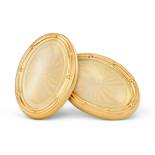 SPIRAL CREAM ENAMEL 18ct YELLOW GOLD CUFFLINKS - main