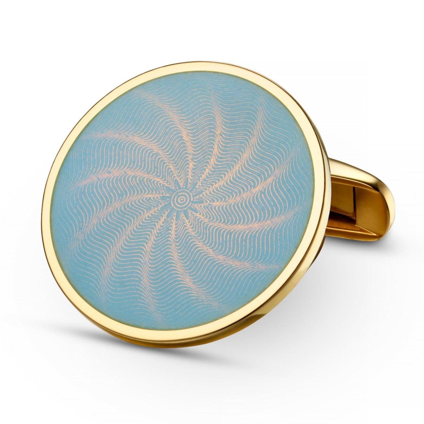 star swirl cloudy sky blue enamel 18ct yellow gold cufflinks - main