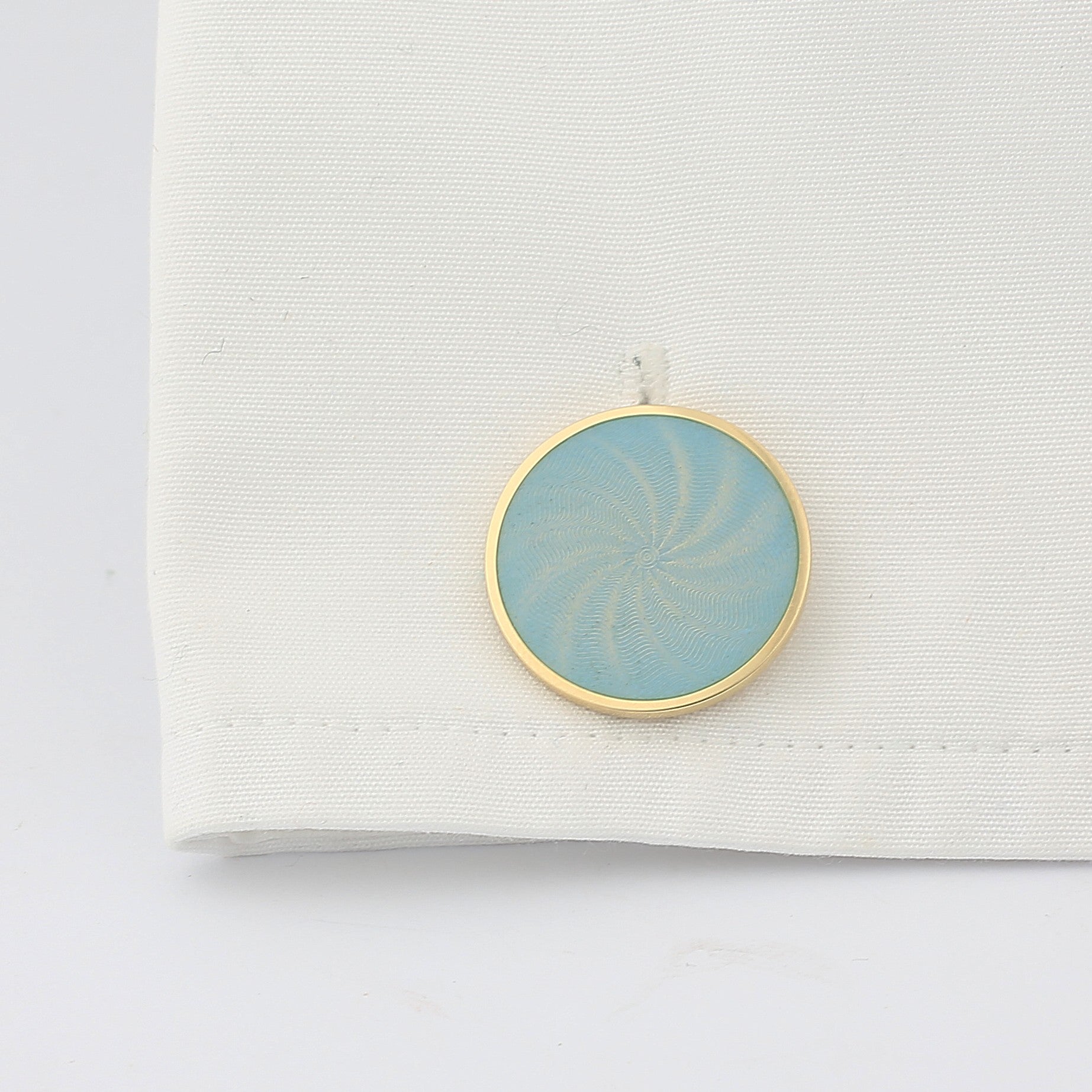 star swirl sky blue enamel 18ct yellow gold cufflinks - cuff