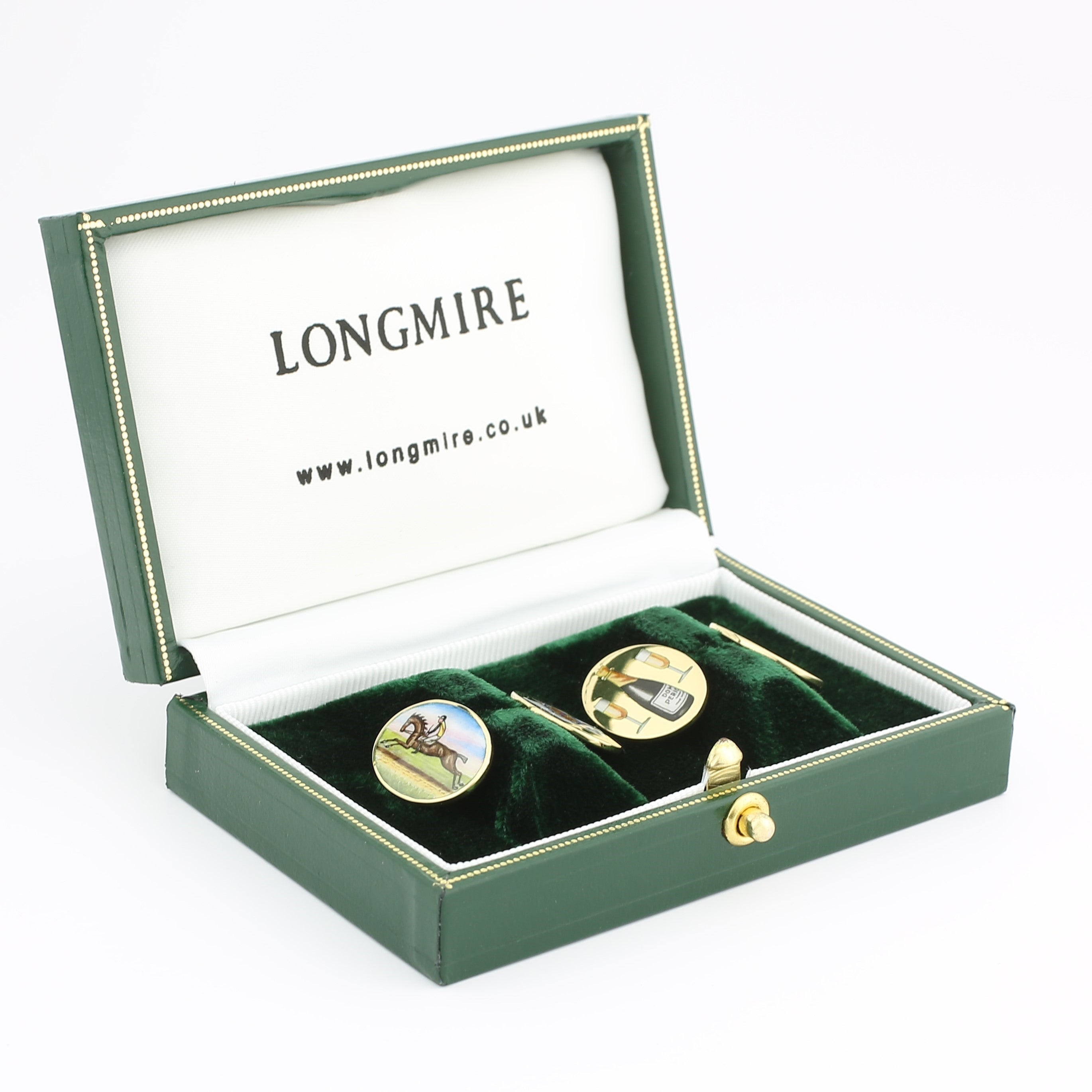 the four vices enamelled 18k yellow gold cufflinks - boxed