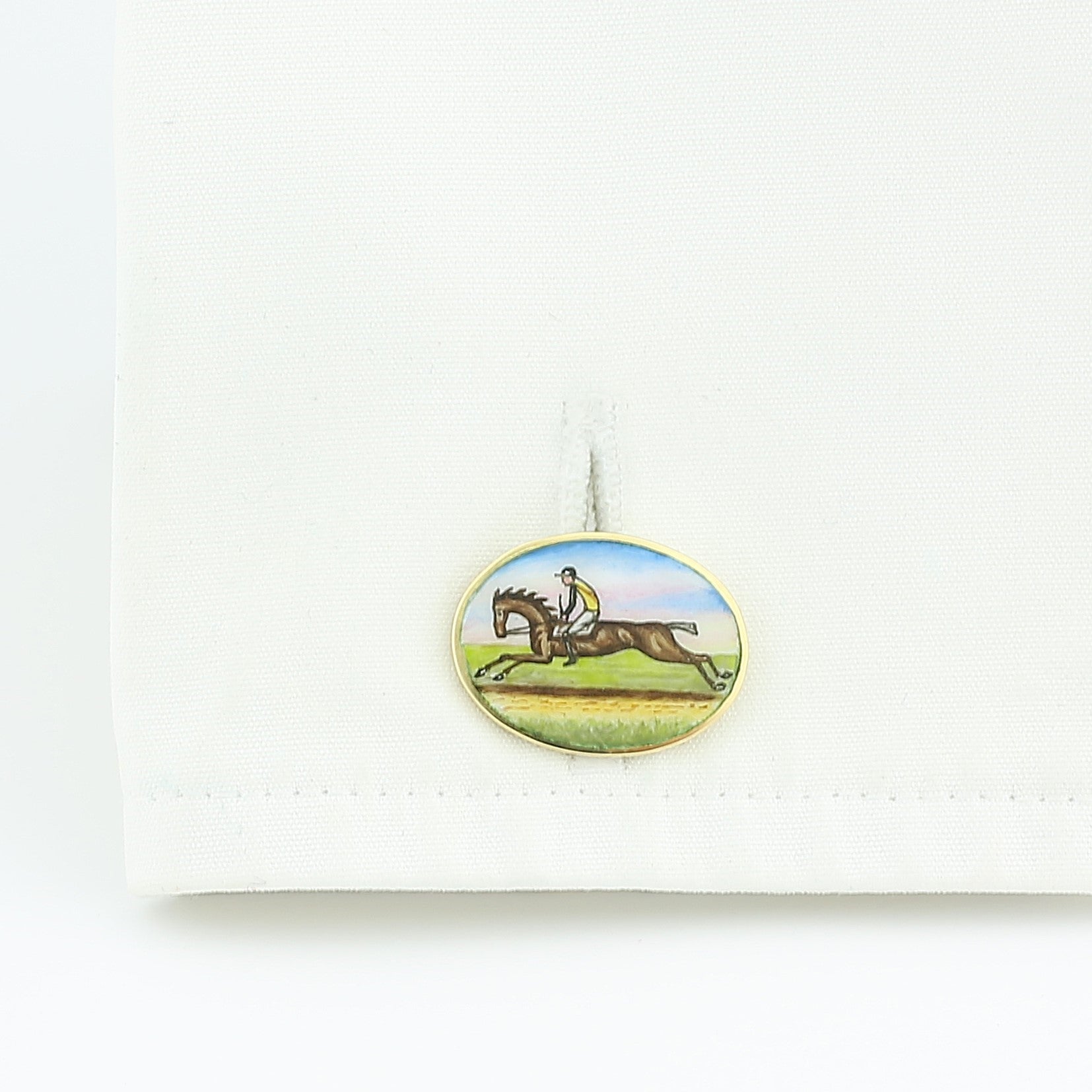 the four vices enamelled 18k yellow gold cufflinks - cuff