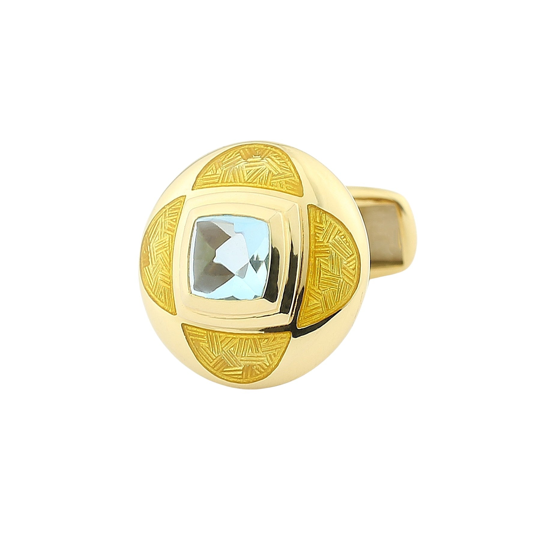 circle of light yellow enamelled blue topaz 18ct yellow gold cufflinks - main