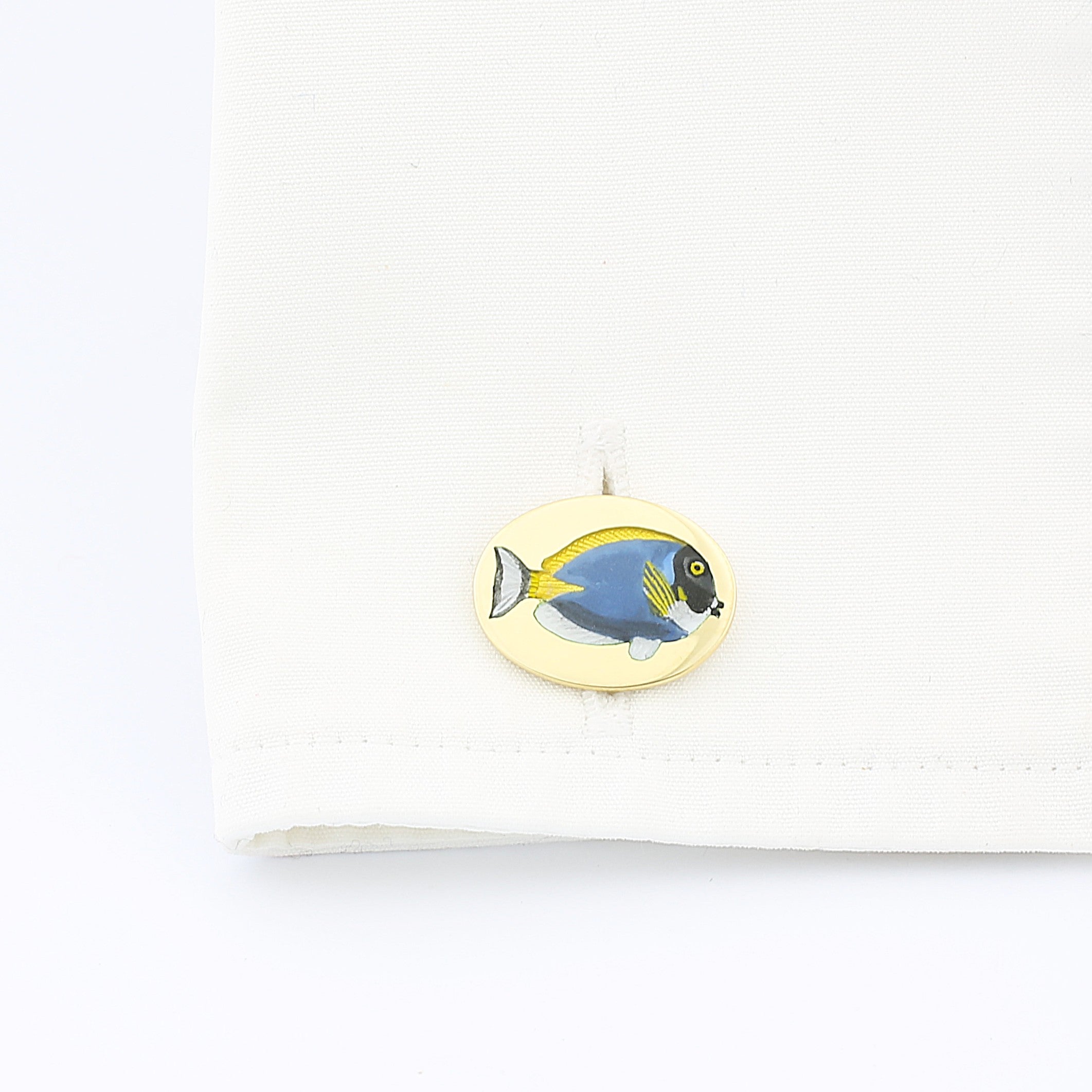 Tropical Fish cufflinks 18k yellow gold - cuff