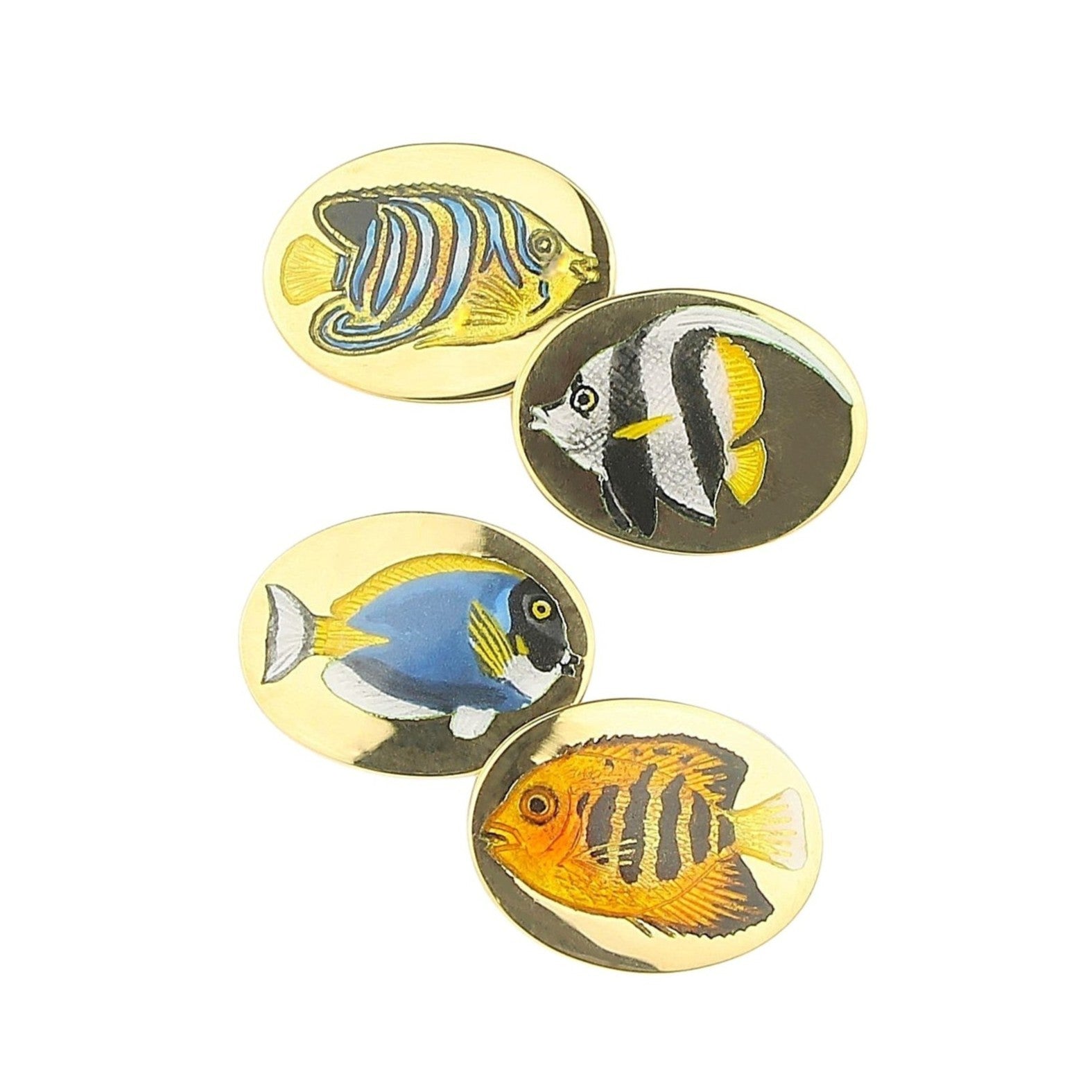TROPICAL FISH 18ct YELLOW GOLD CUFFLINKS - main