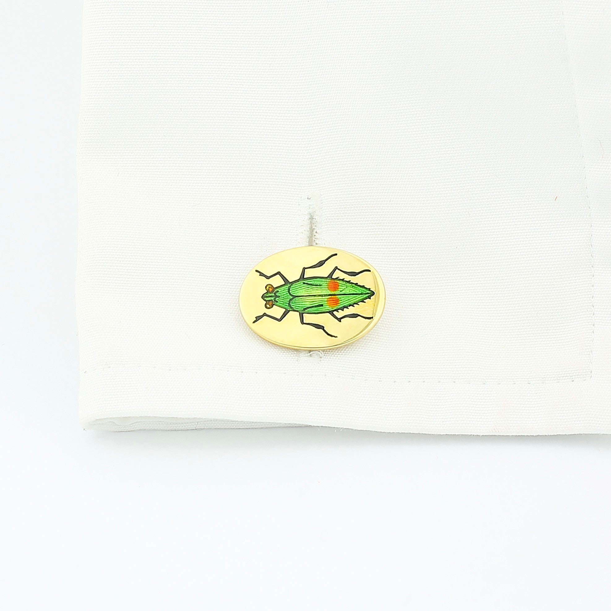 SCARAB 18ct YELLOW GOLD CUFFLINKS cuff