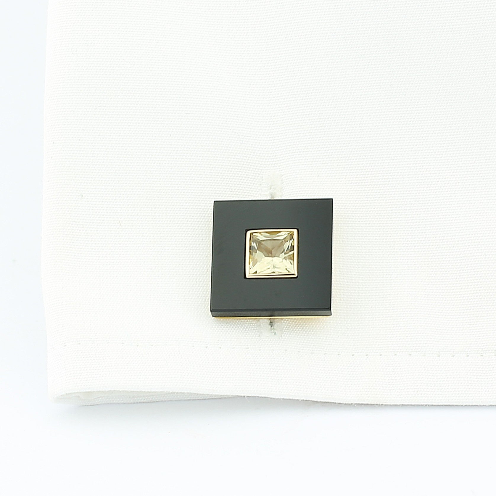 onyx lemon citrine square 18ct yellow gold cufflinks - cuff