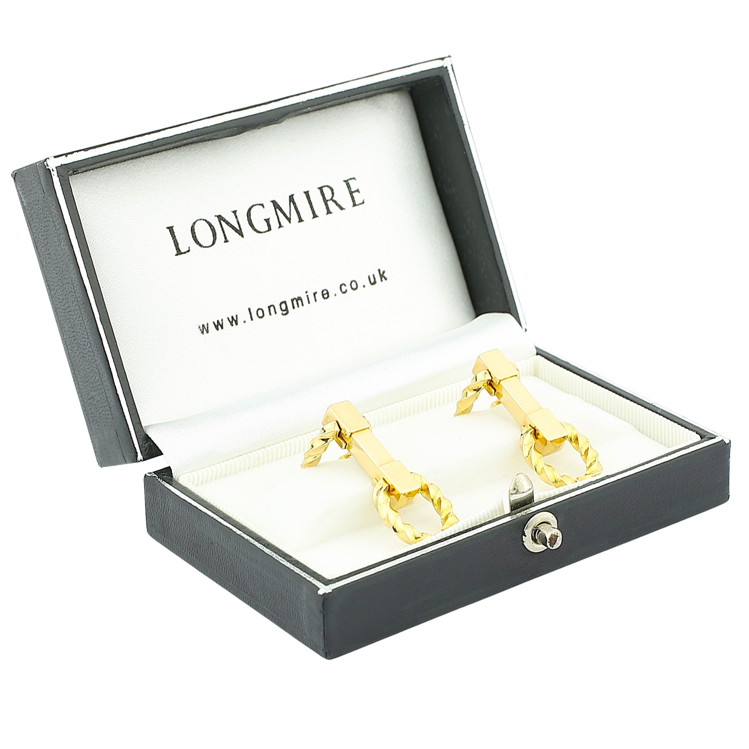 twisted snaffle 18ct yellow gold cufflinks - boxed