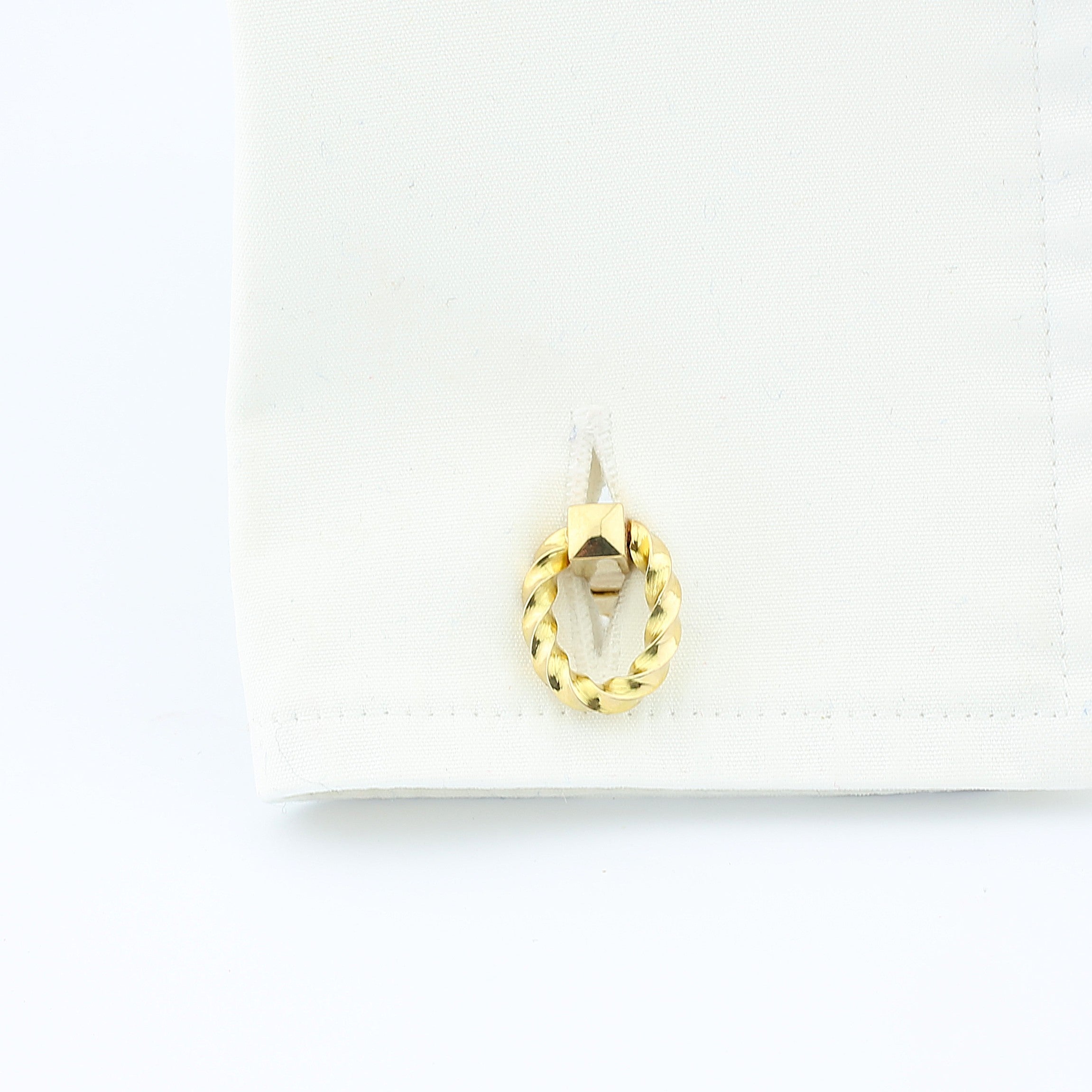 twisted snaffle 18ct yellow gold cufflinks - cuff