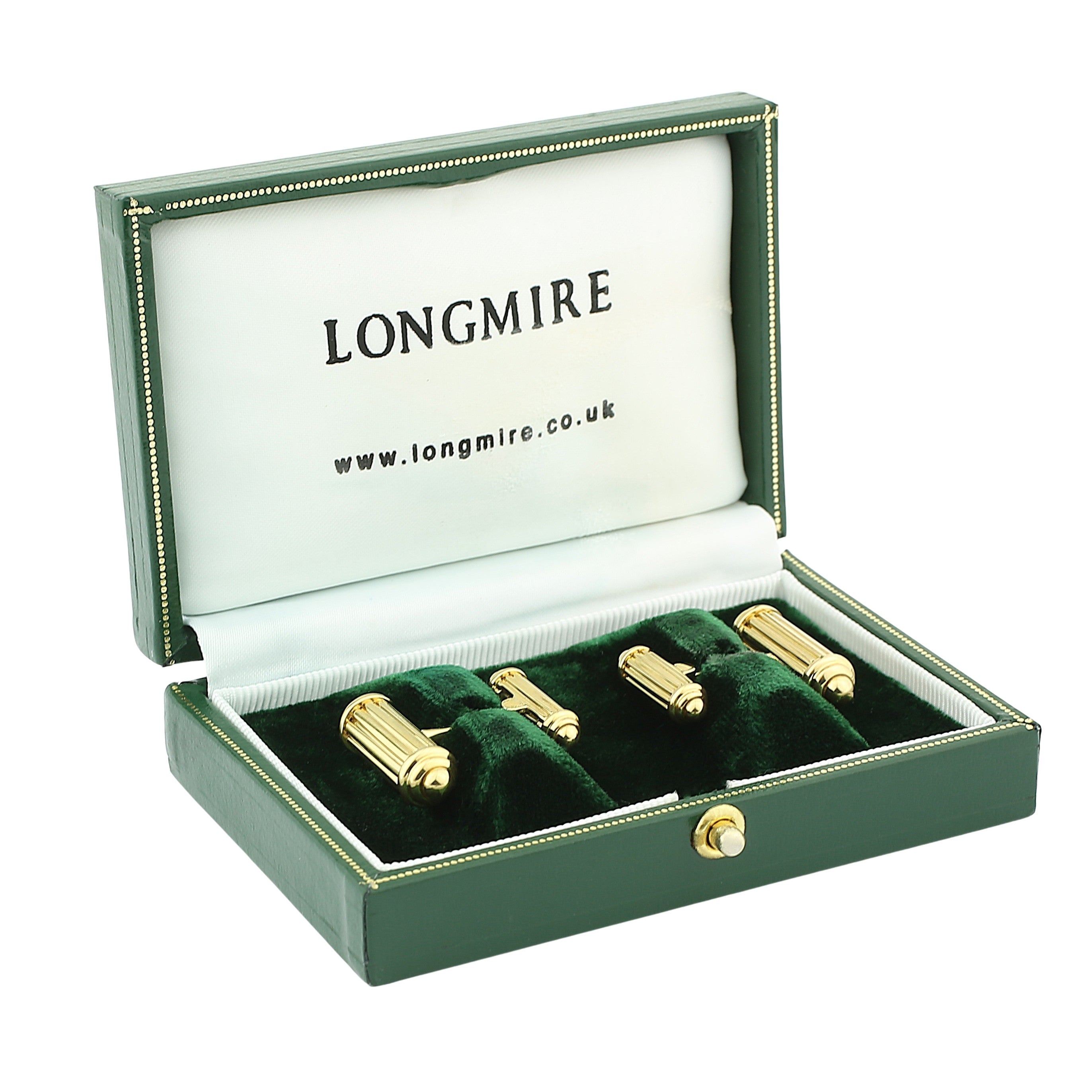 ridged column 18ct yellow gold cufflinks - boxed