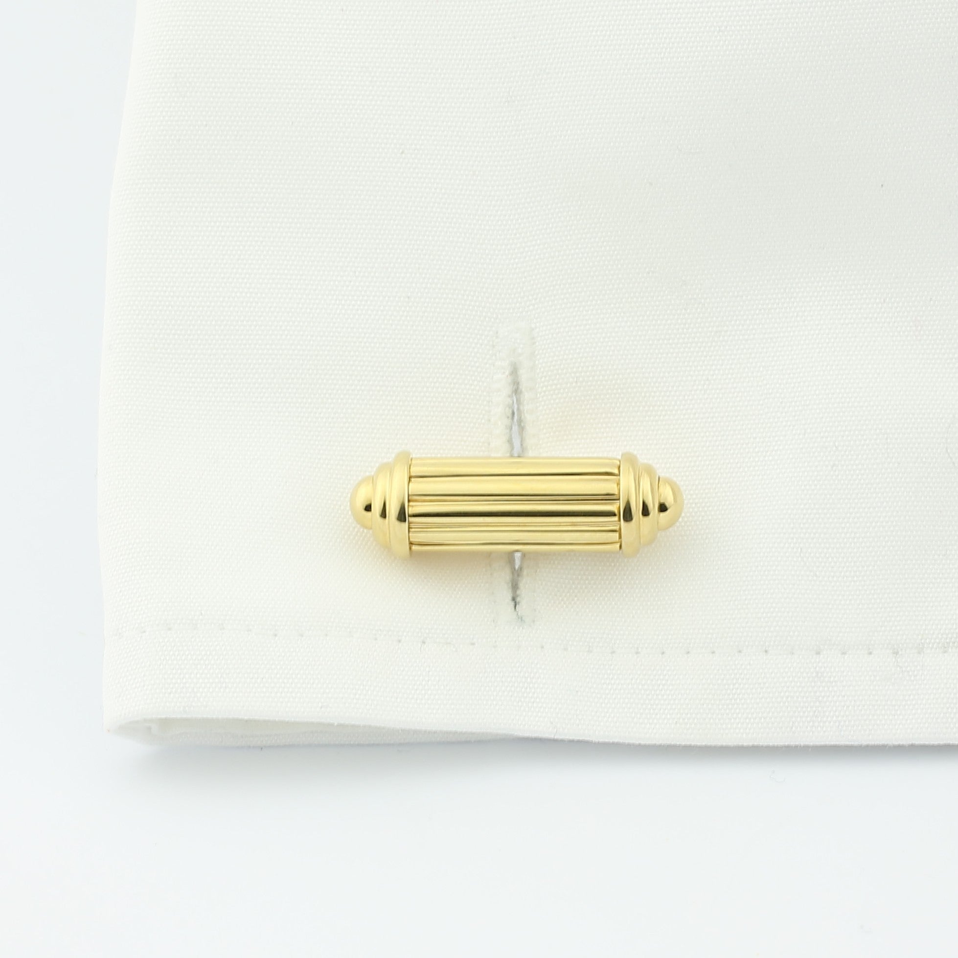 ridged column 18ct yellow gold cufflinks - cuff
