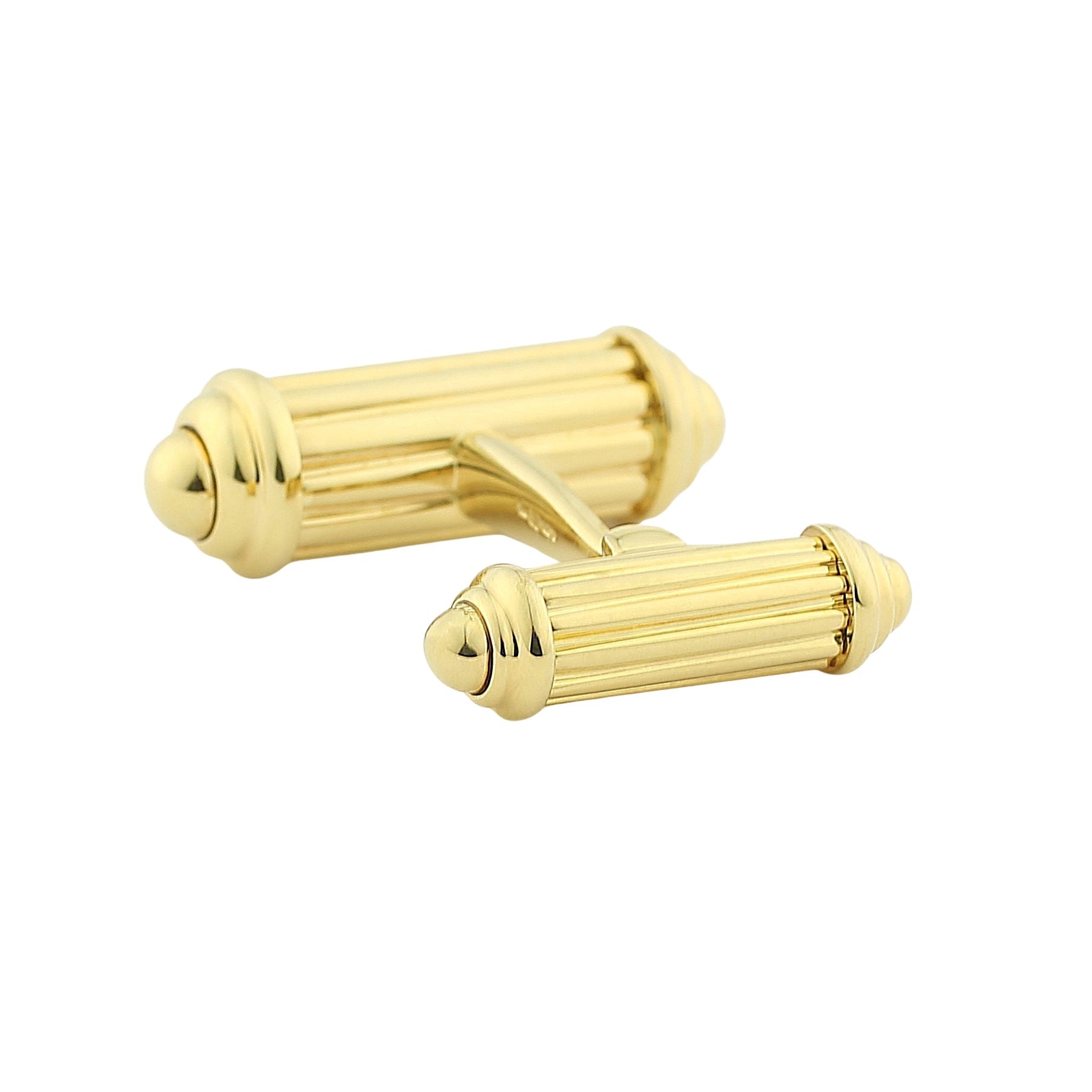 ridged column 18ct yellow gold cufflinks - rear