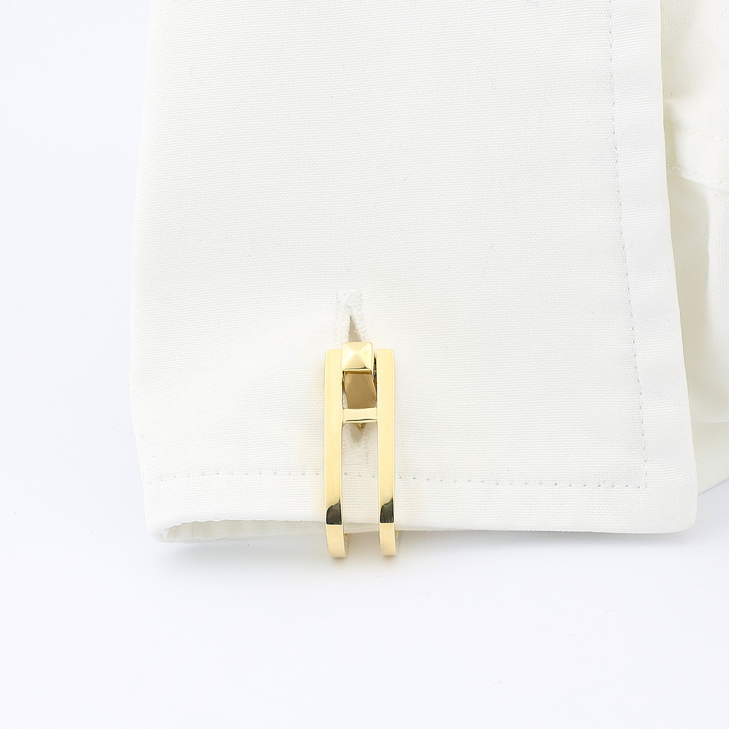 DOUBLE STIRRUP 18ct YELLOW GOLD CUFFLINKS - cuff