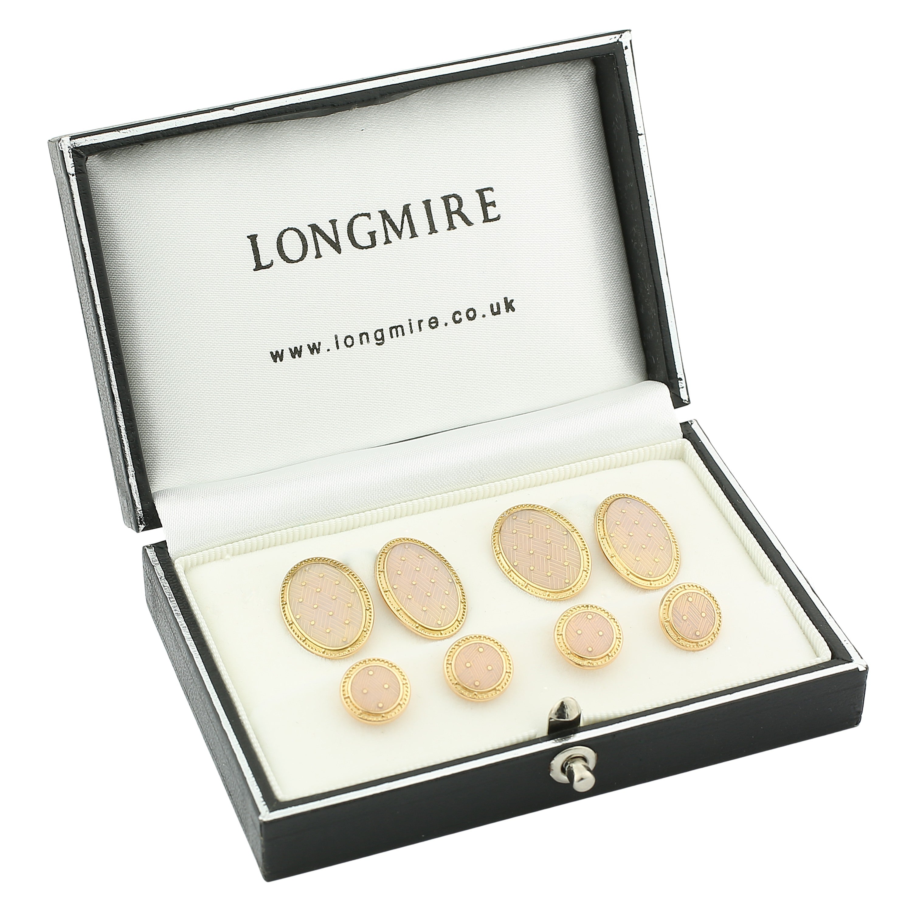 basket weave dress set blush enamel 18ct rose gold - boxed