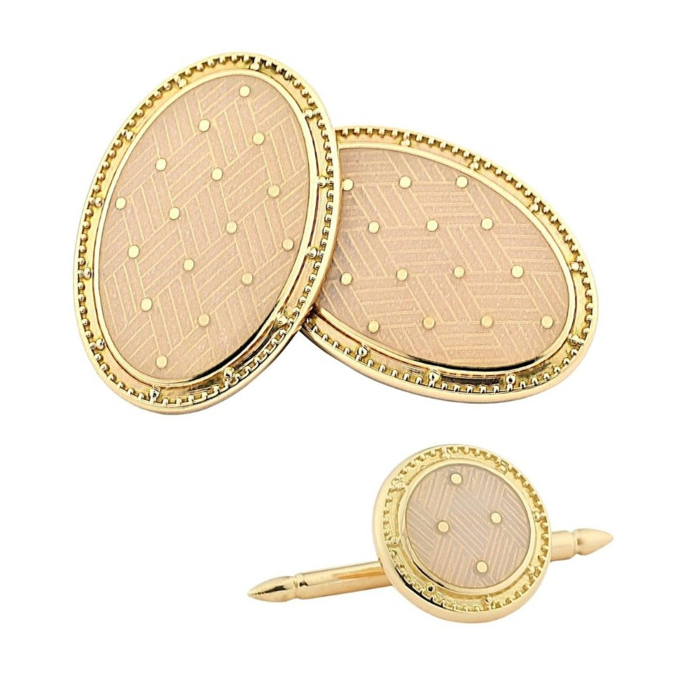 basket weave dress set blush enamel 18ct rose gold - main