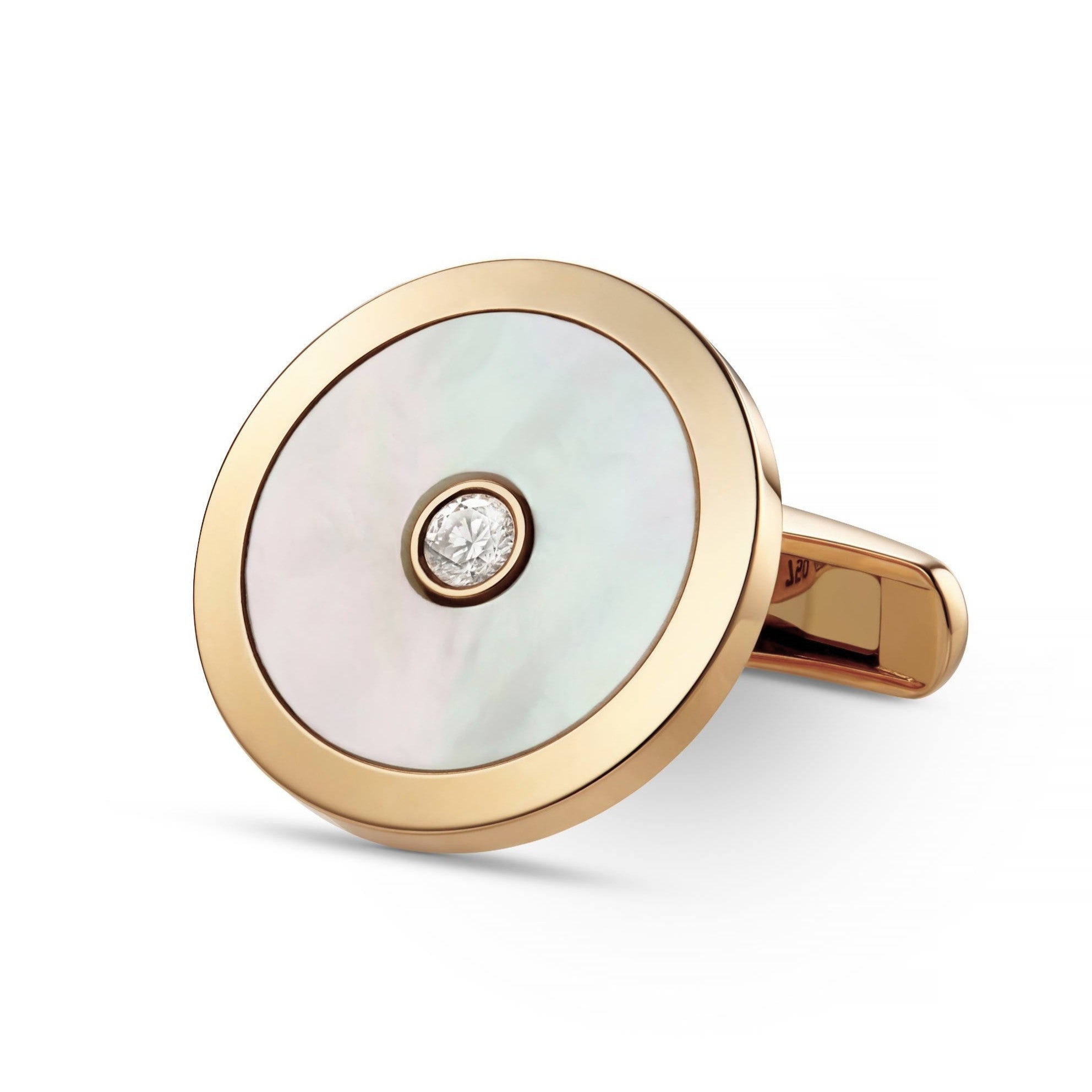 circle of mother of pearl with centre diamond 18ct rose gold cufflinks - main