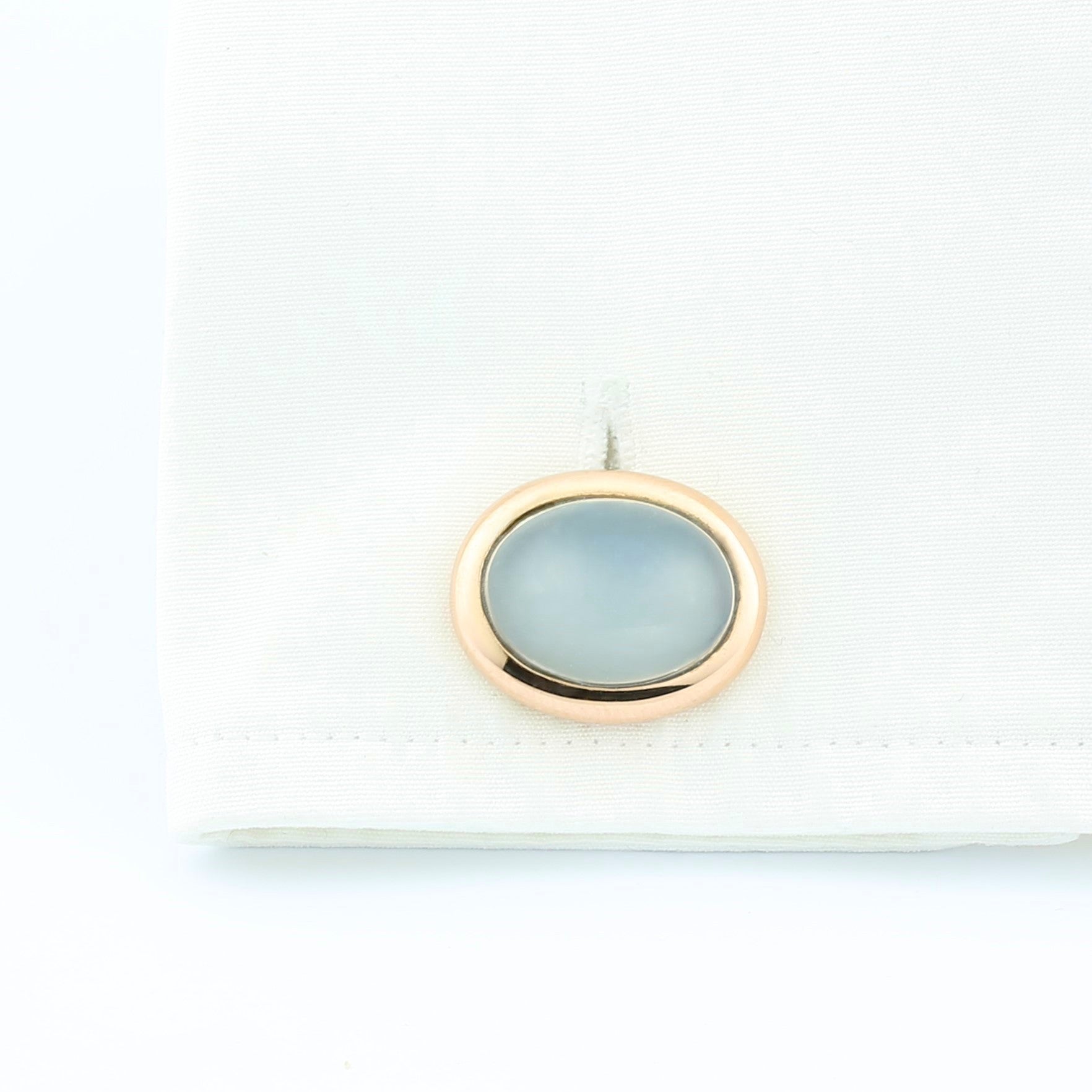white moonstone onyx oval cabochons 18ct rose gold cufflinks - cuff