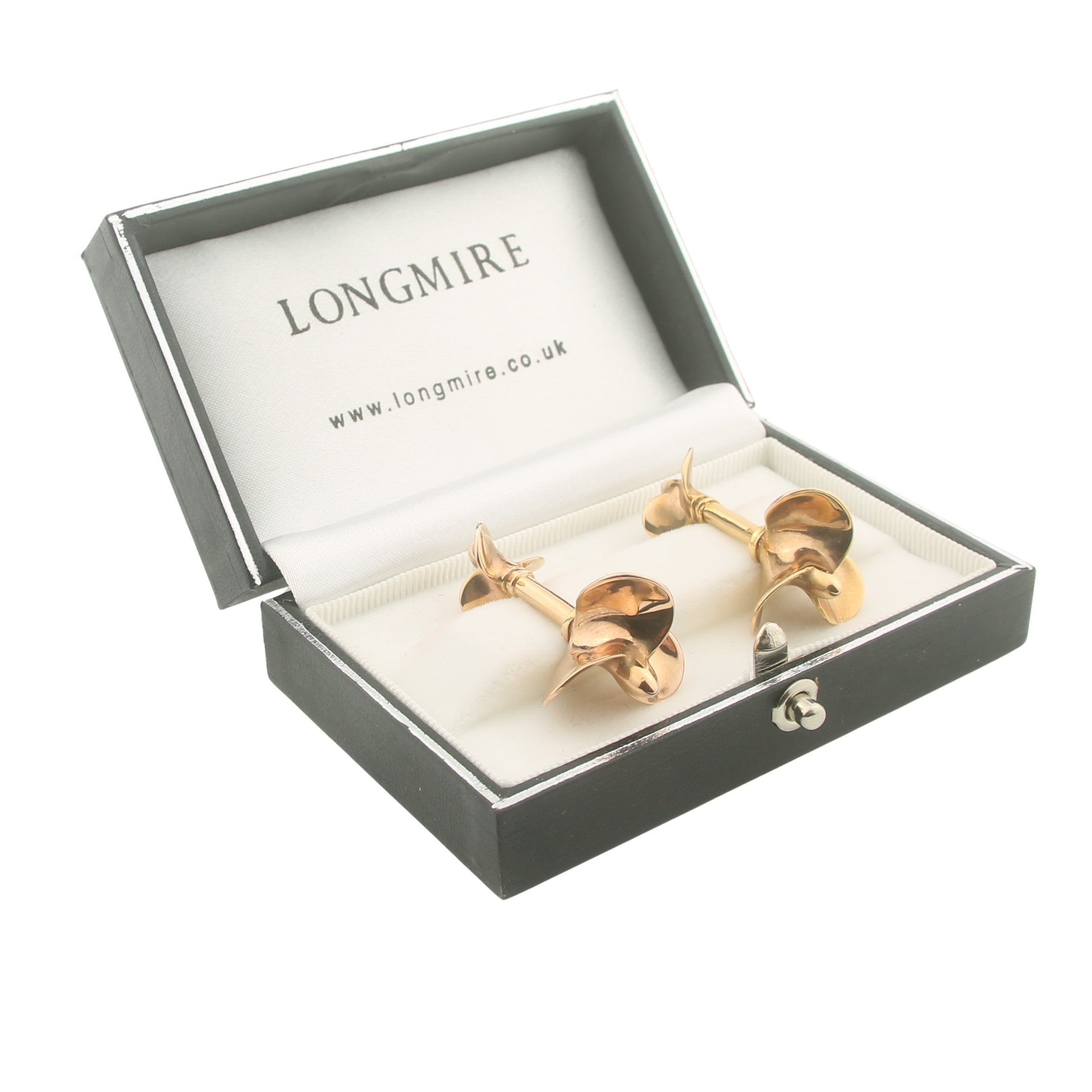 propeller 18ct rose gold cufflinks - boxed