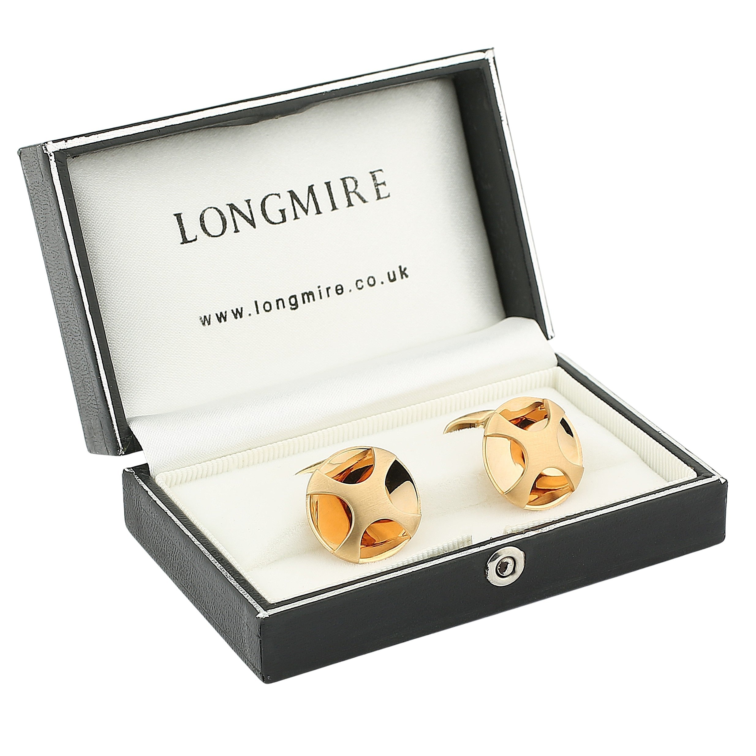 suspended matt cross 18ct rose gold cufflinks - boxed