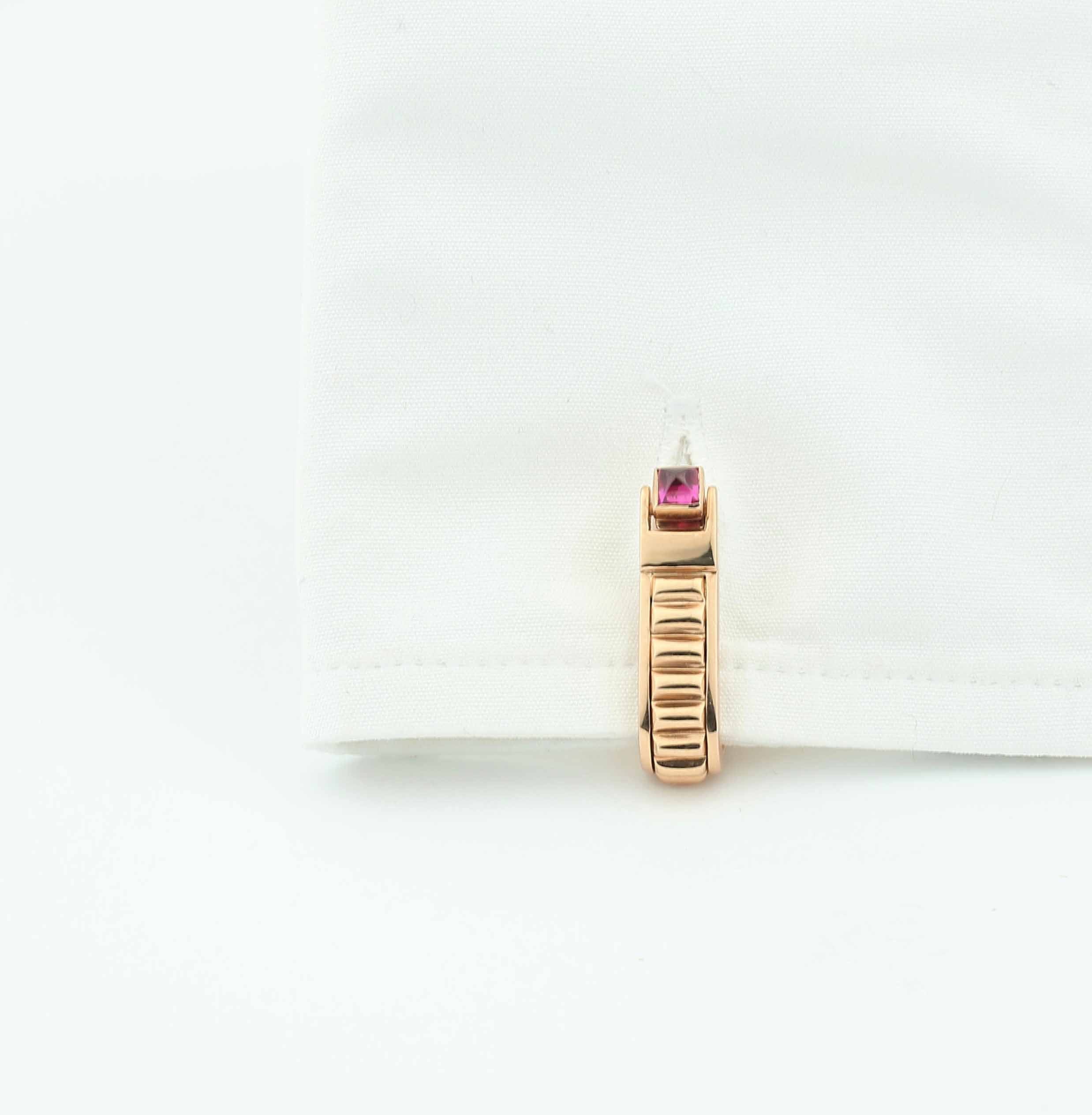 Stirrup cufflinks with ruby terminals 18k rose gold - cuff