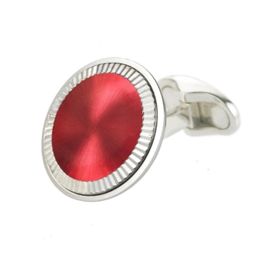 Red enamel fluted cufflinks - main