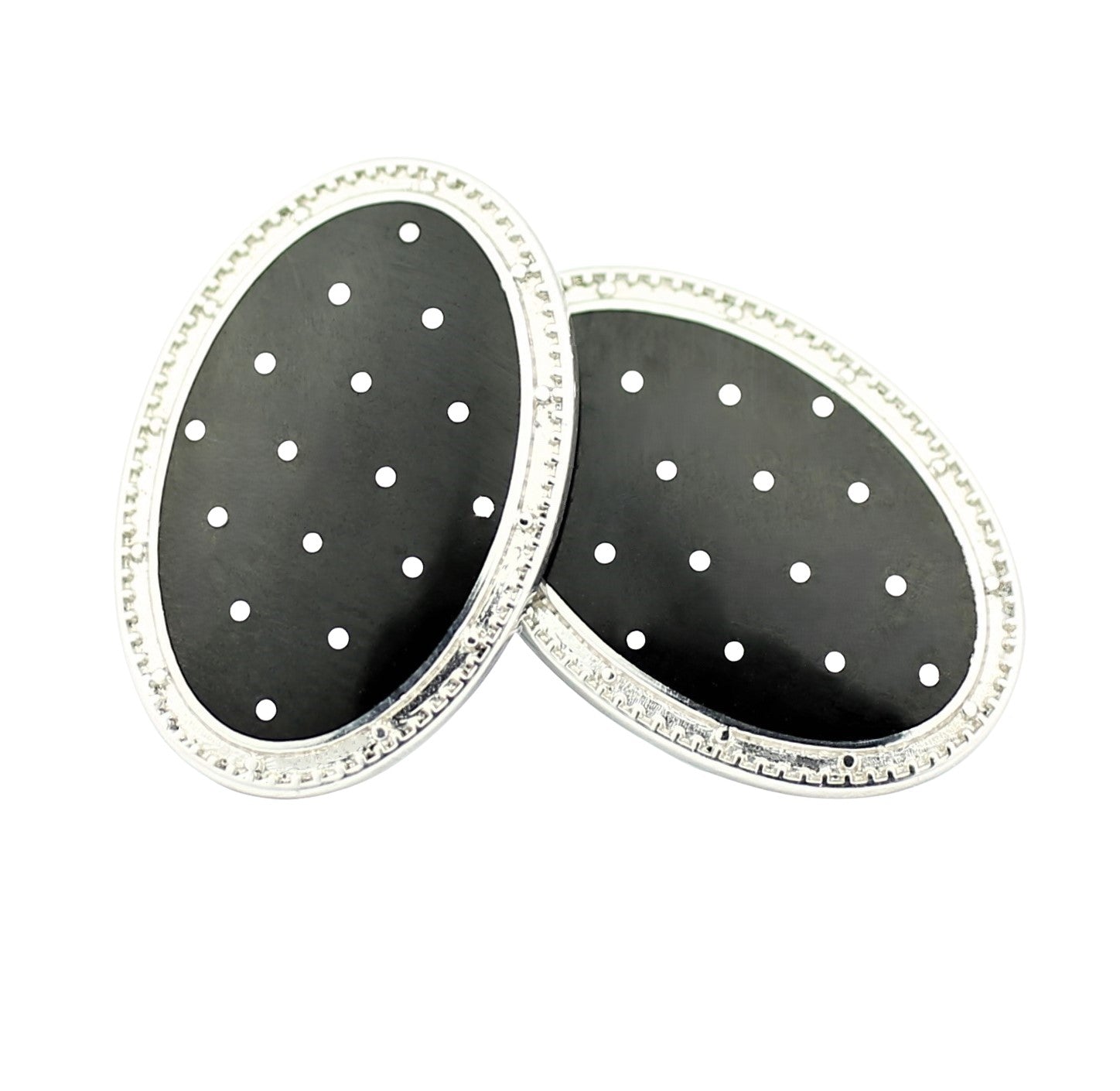 BASKET weave BLACK ENAMEL 18ct WHITE GOLD CUFFLINKS - main