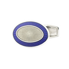 double oval blue/transparent grey enamel t-bar cufflinks 18ct white gold - bar