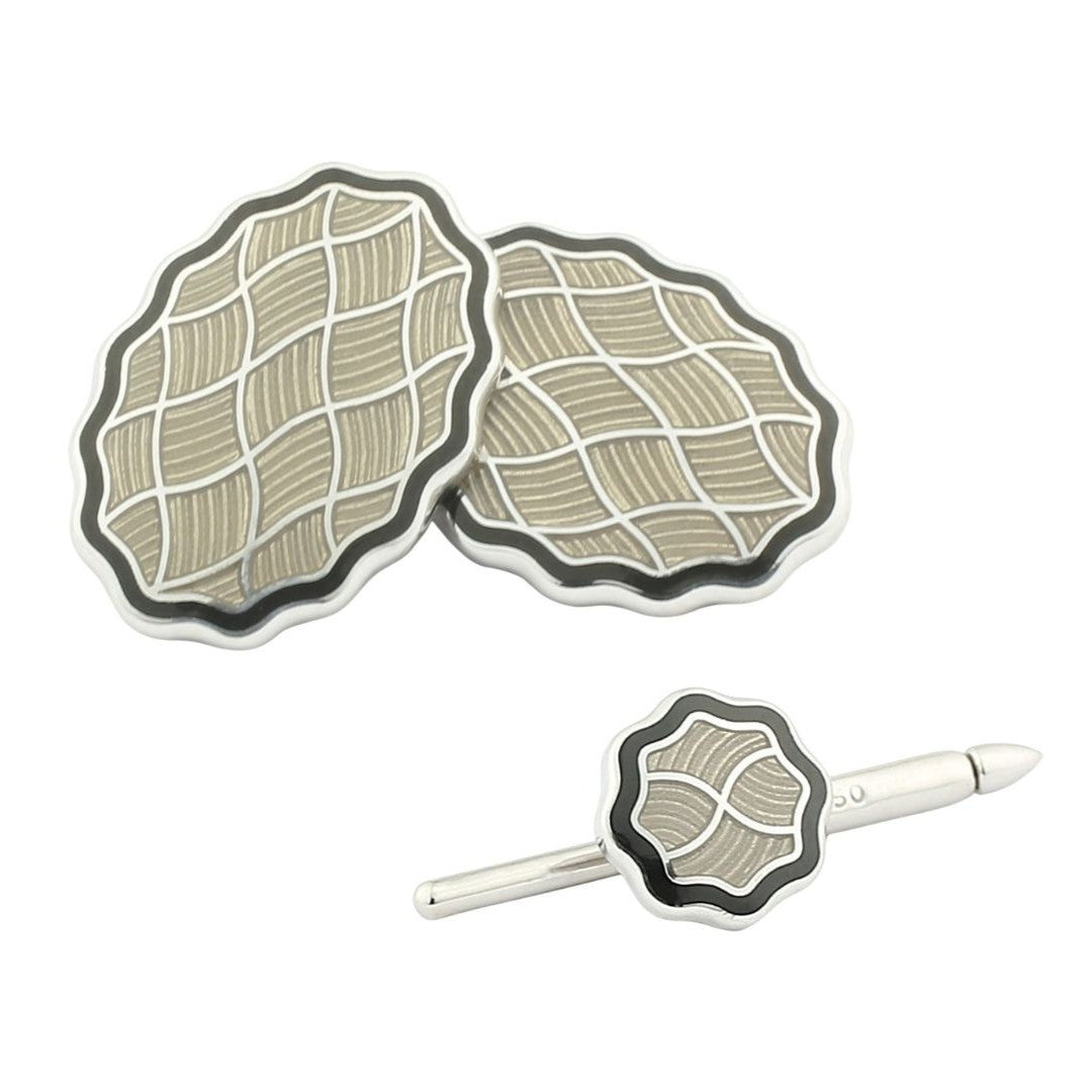 wavy black/transparent enamel dress set 18ct white gold - main