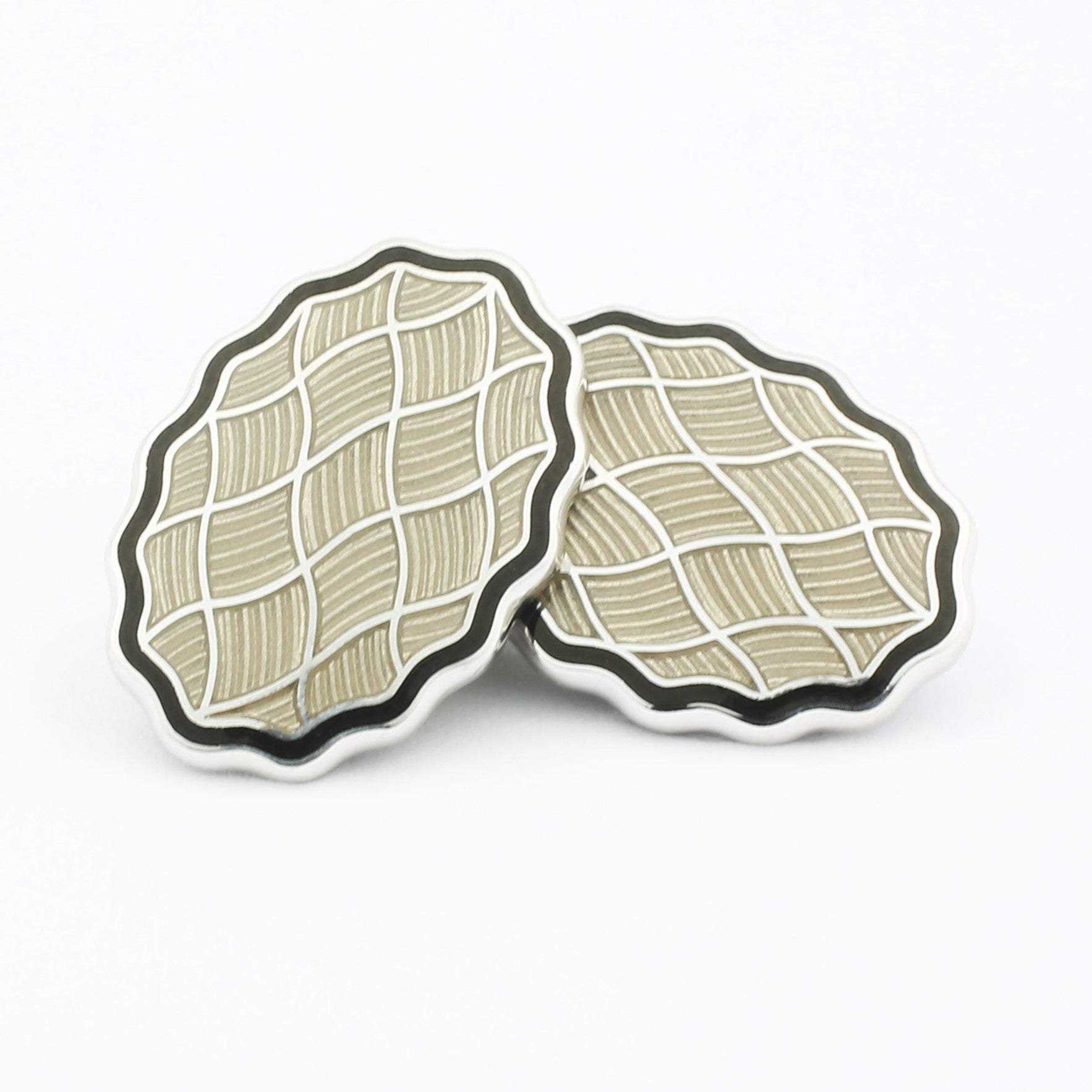 wavy black/transparent grey enamel 18ct white gold cufflinks - main