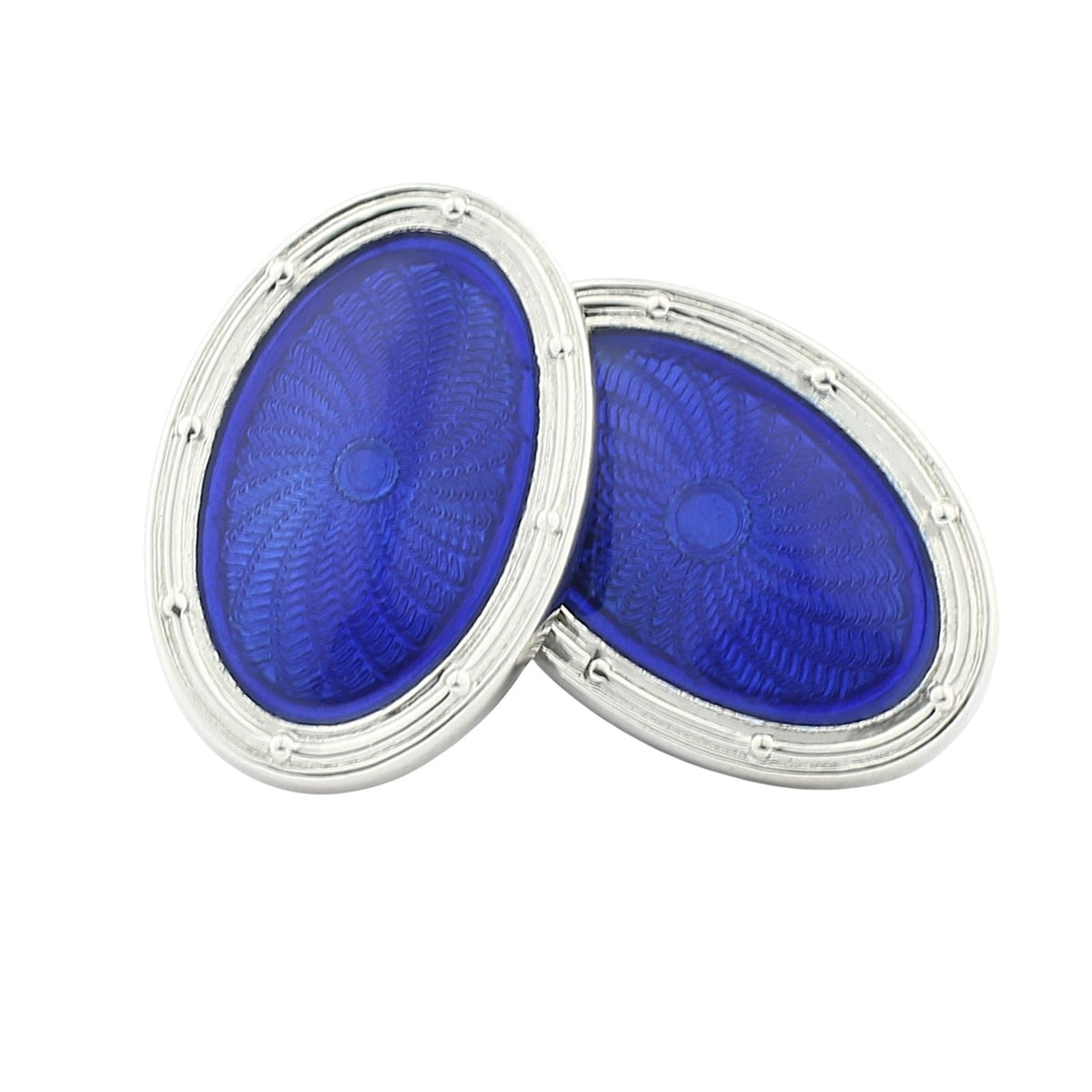 SPIRAL blue ENAMEL DRESS SET 18ct white gold - cufflinks