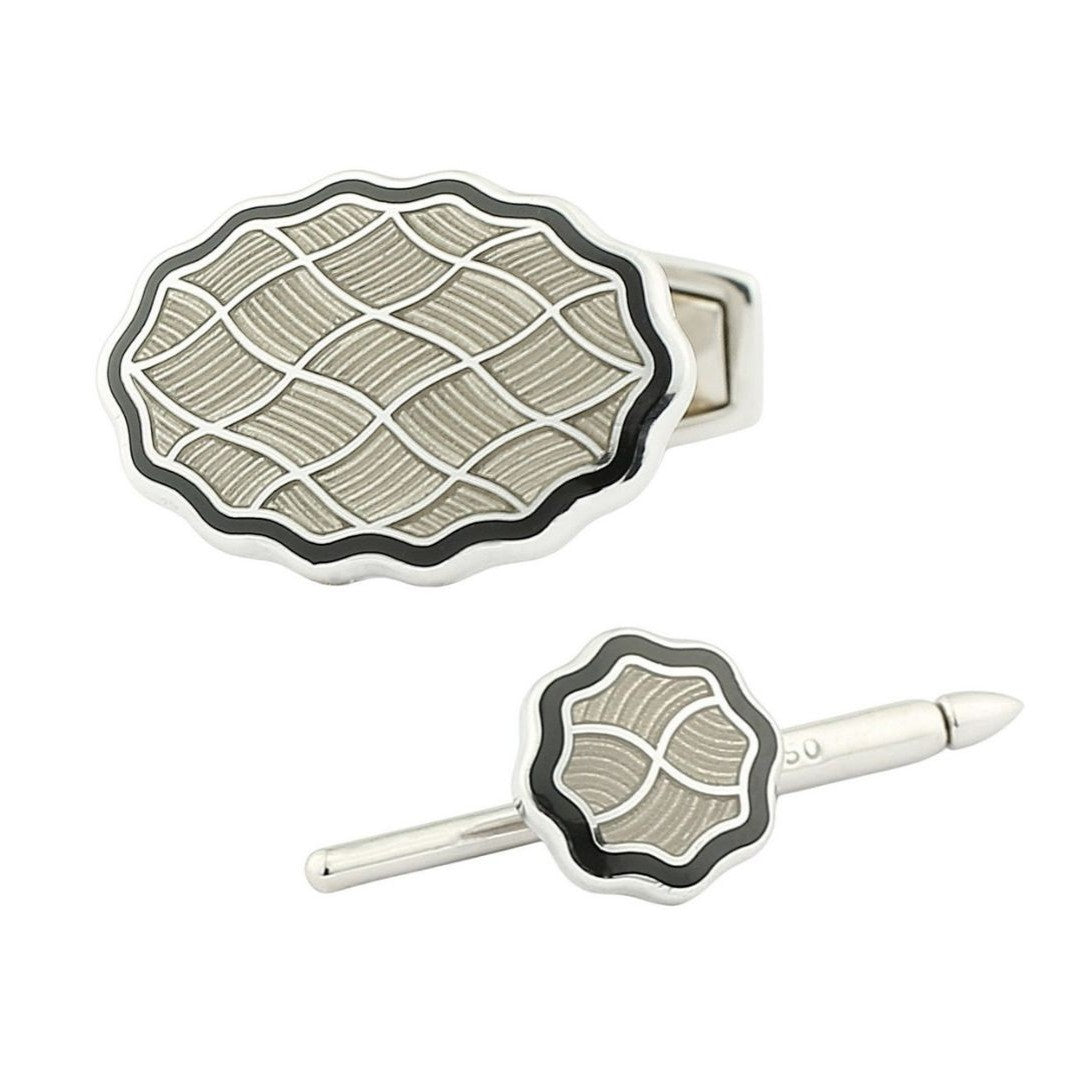 wavy black/transparent t-bar enamel dress set 18ct white gold - dress set