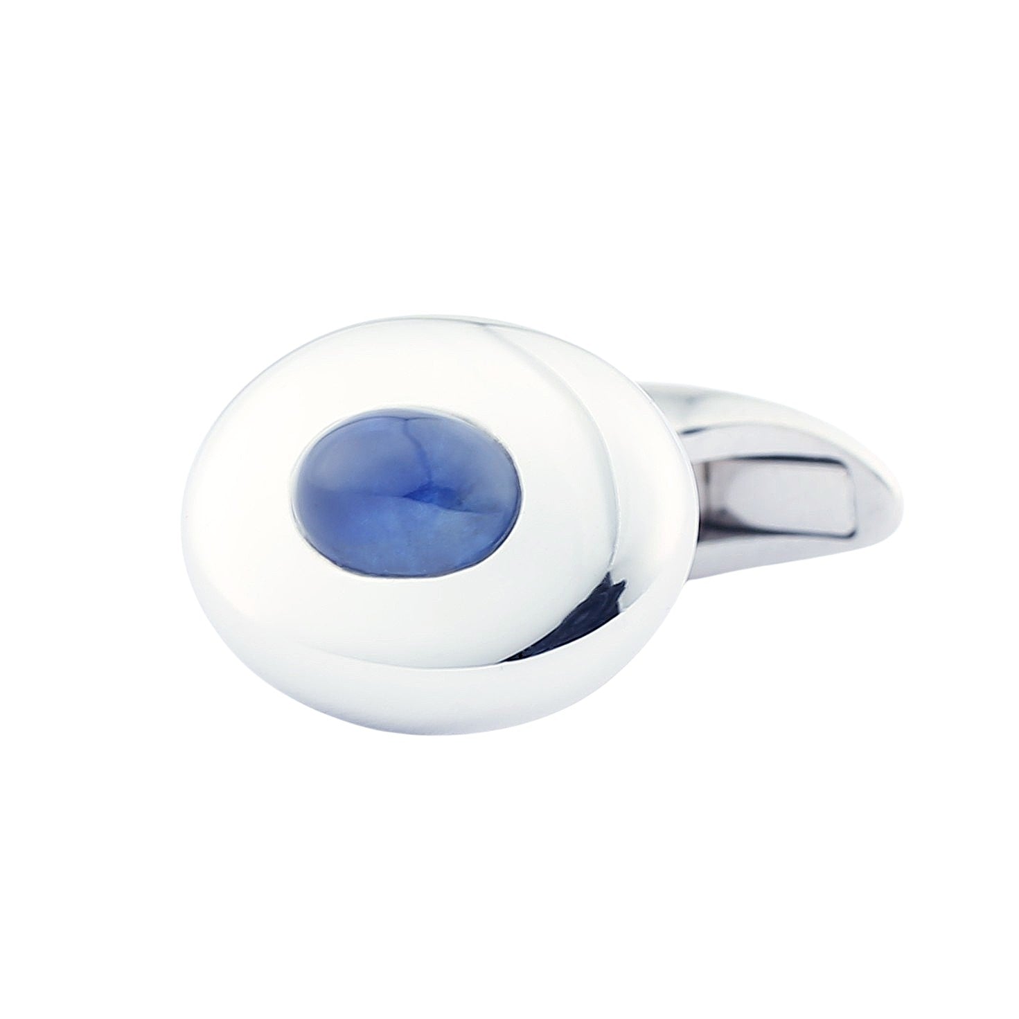oval sapphire cabochon centred 18ct white gold cufflinks - main