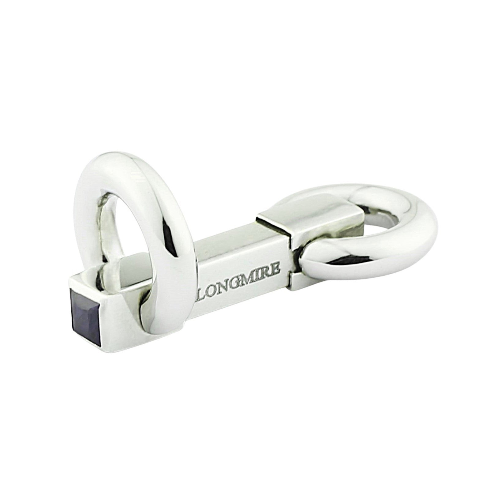 circular snaffle sapphire terminal 18k white gold cufflinks - main