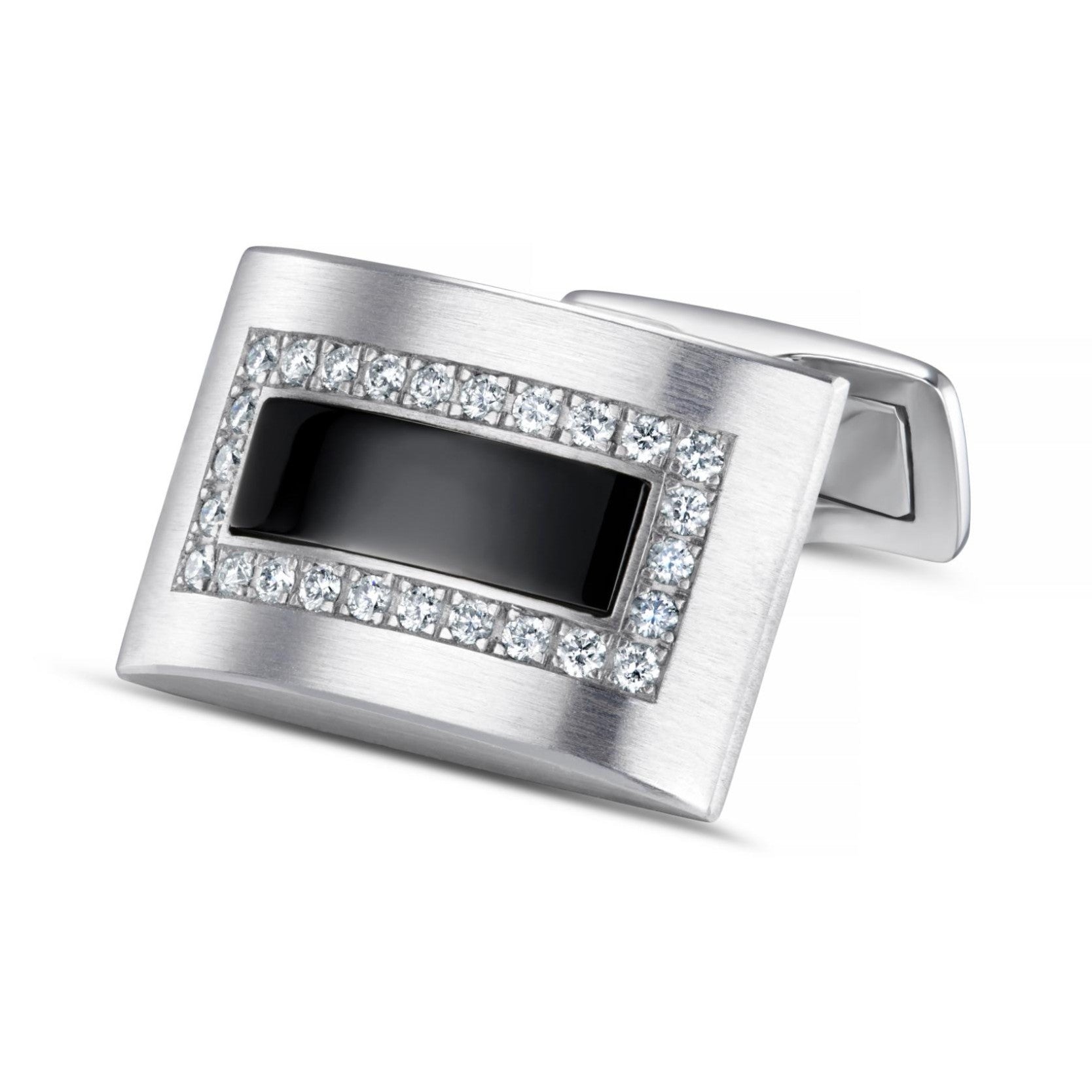 onyx diamond oblong 18ct white gold cuflinks - main