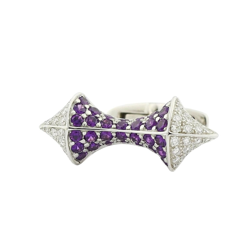 diabolo diamond and amethyst 18ct white gold cufflinks - main