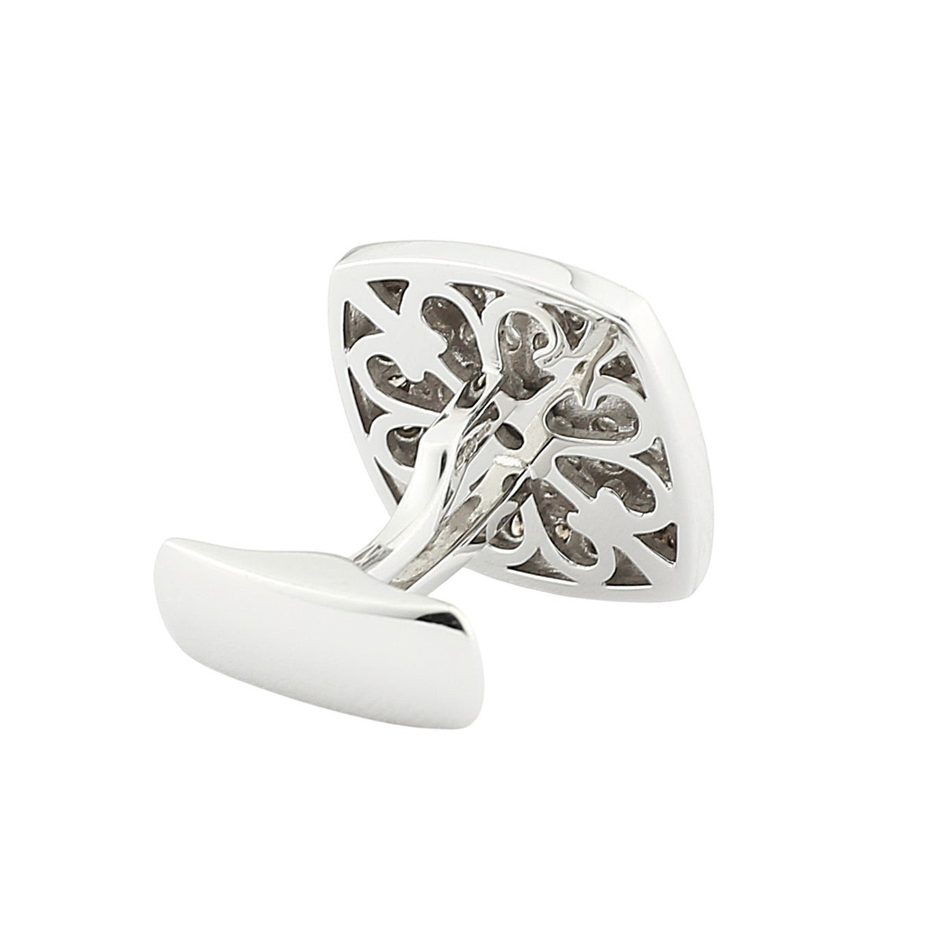 cognac and white diamond square 18ct white gold cufflinks - rear