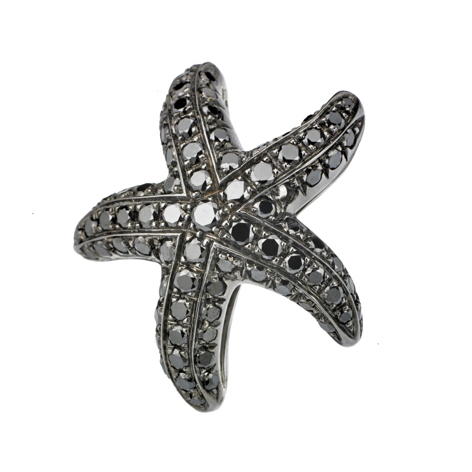 STARFISH SET 18ct WHITE GOLD CUFFLIKS WITH BLACK DIAMONDS