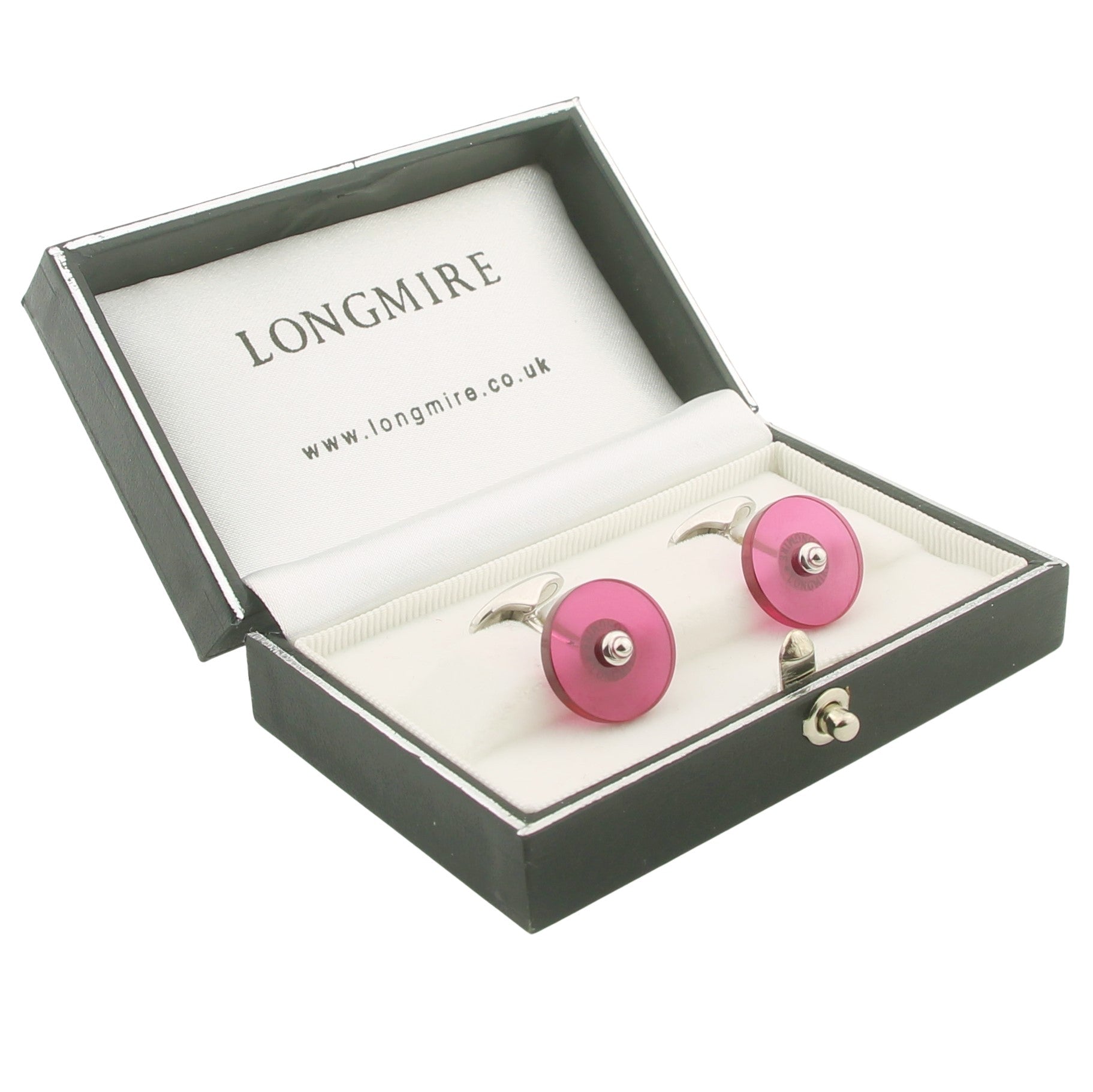 ruby disc 18ct white gold cufflinks - boxed