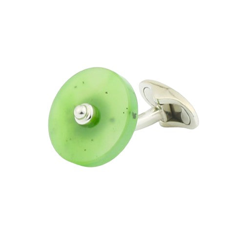 jade green disc cufflinks 18ct white gold - main
