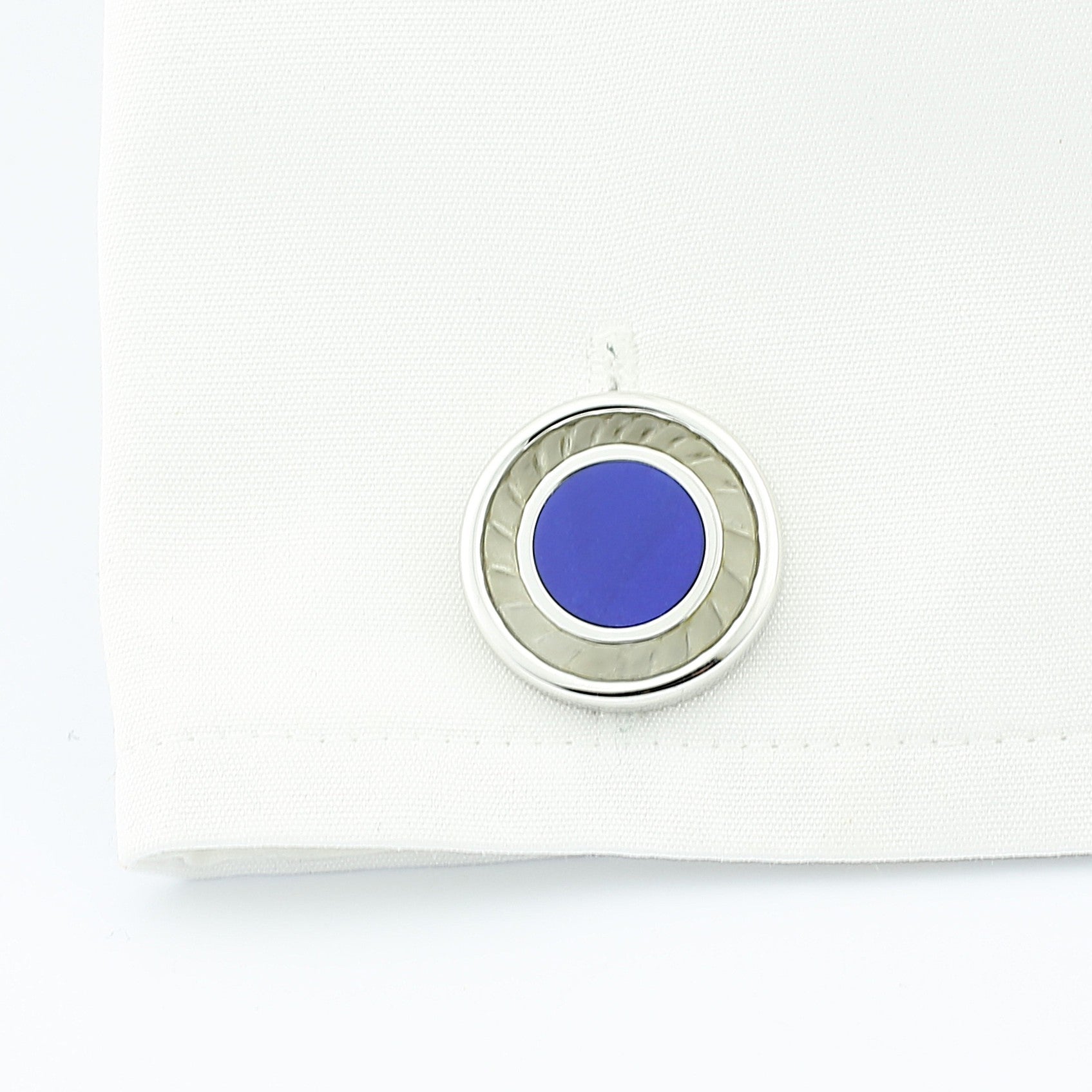 lapis lazuli and rock crystal 18ct white GOLD CUFFLINKS - cuff