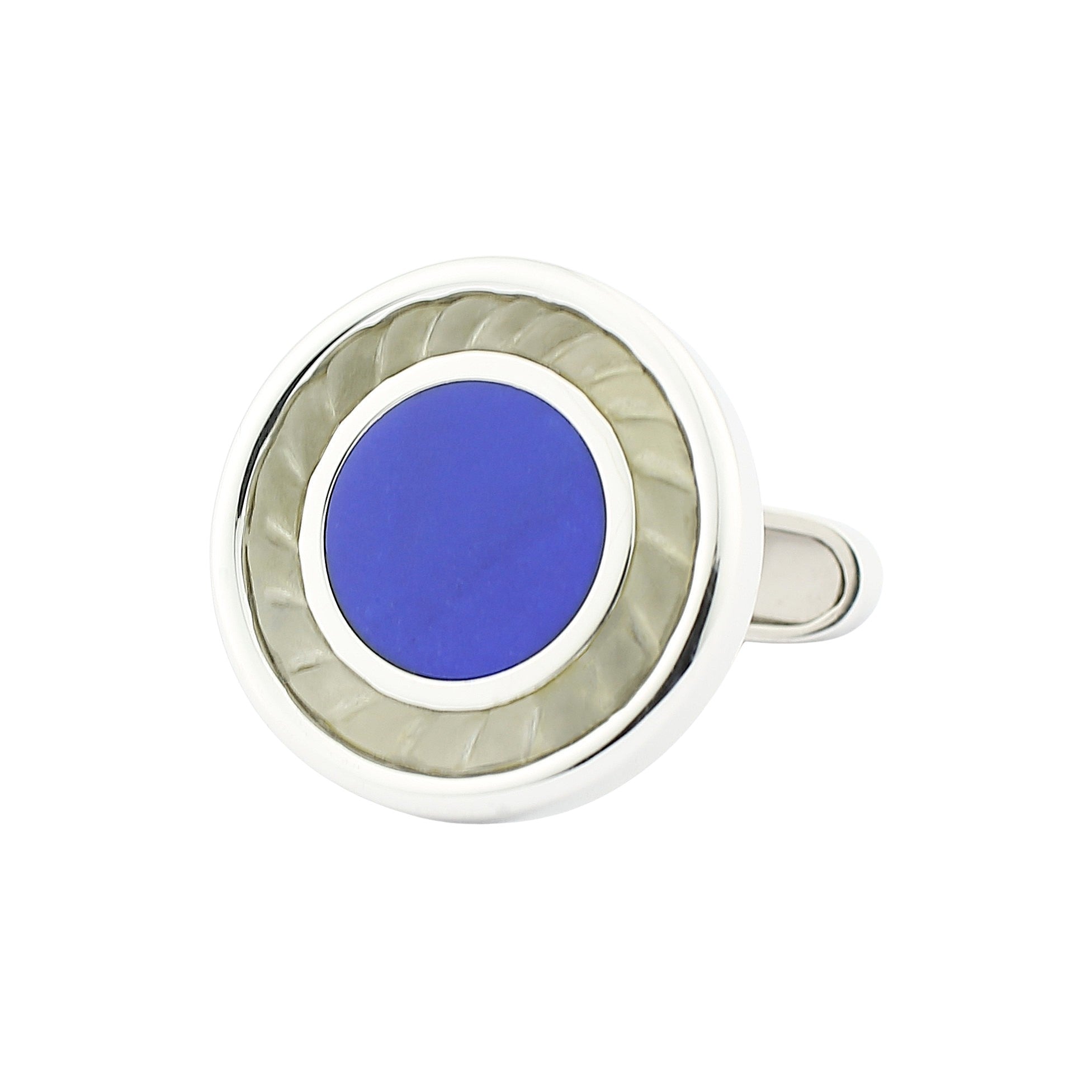lapis lazuli and rock crystal 18ct white GOLD CUFFLINKS - main