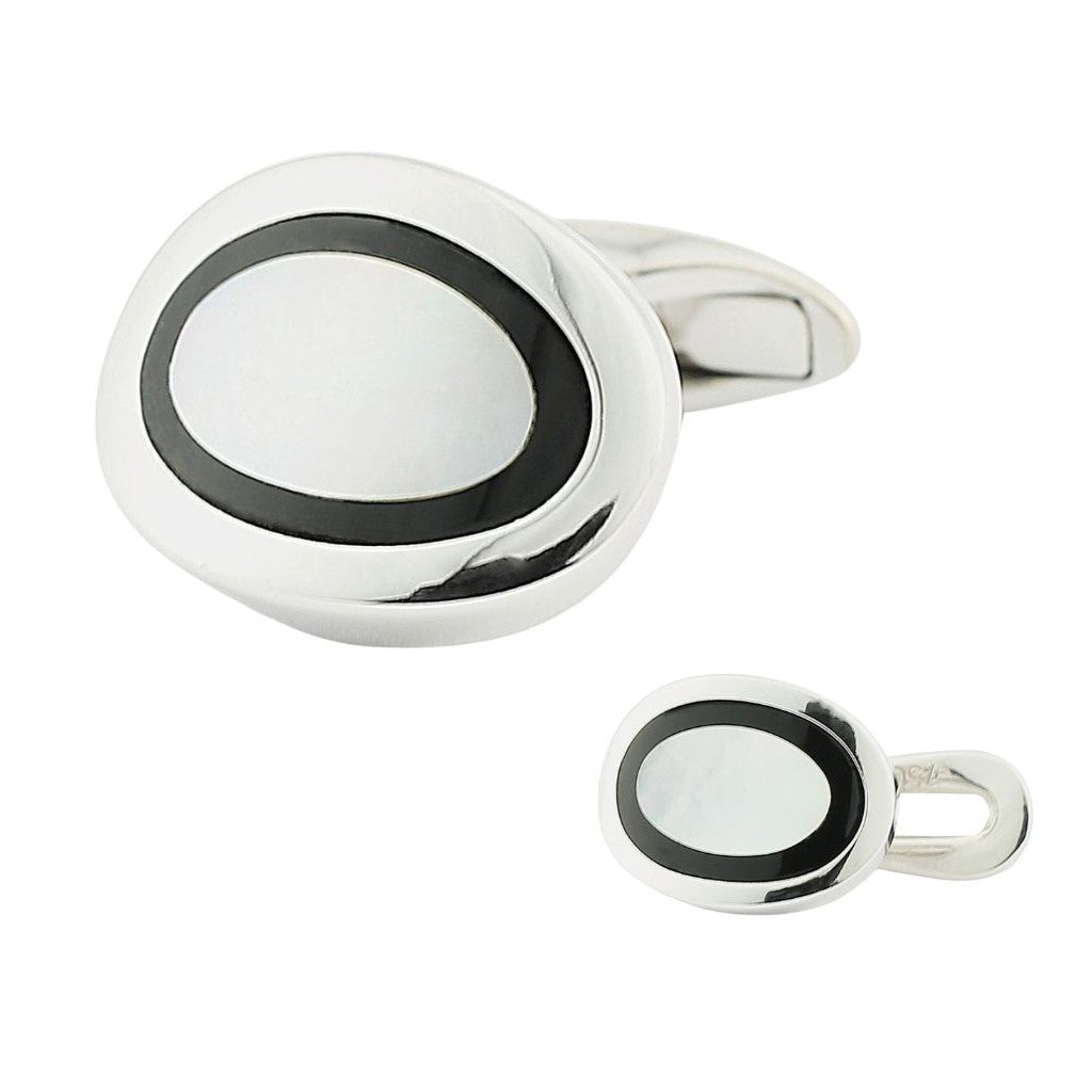 ONYX AND MOTHER OF PEARL DRESS SET 18CT WHITE GOLD - main