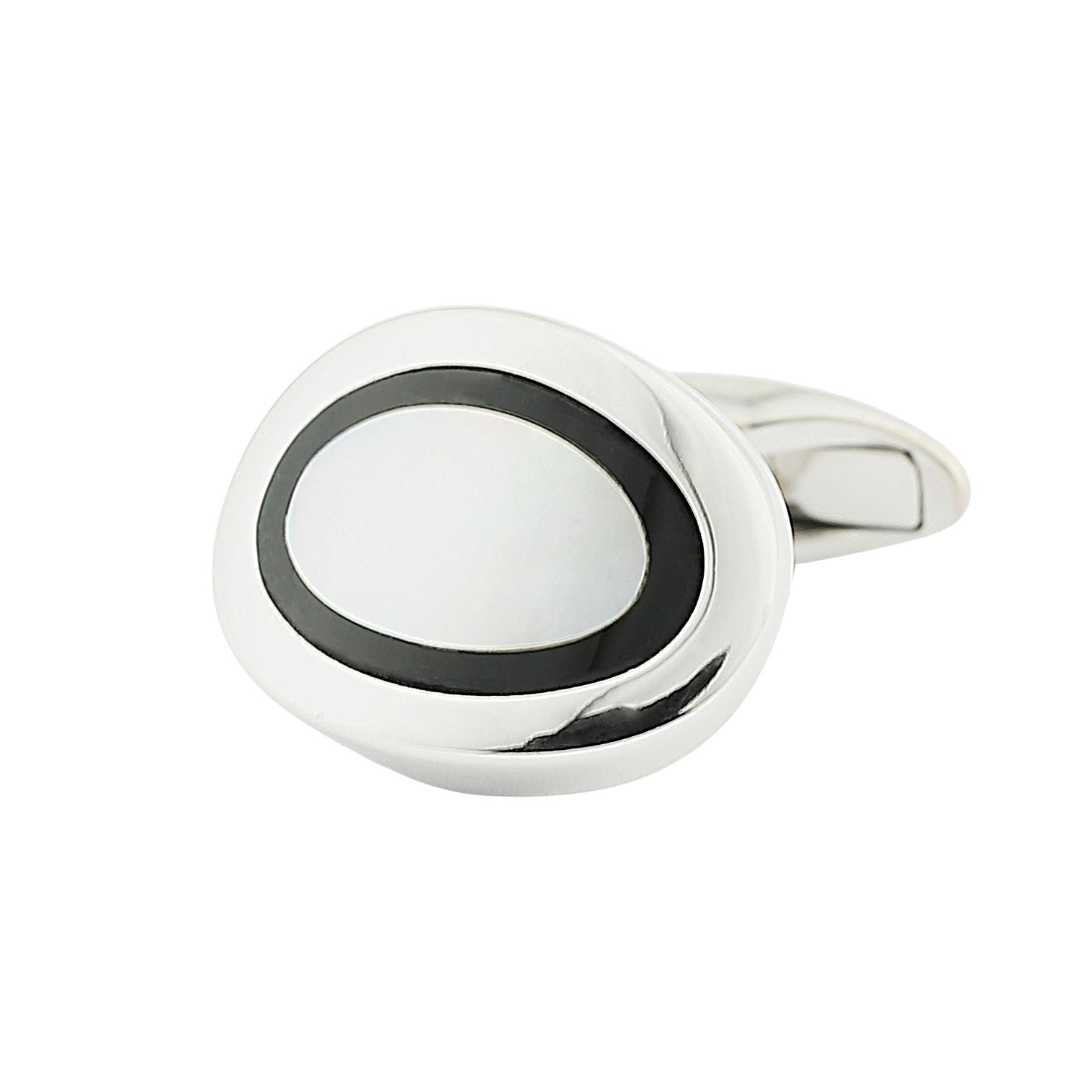 ONYX AND MOTHER OF PEARL DRESS SET 18CT WHITE GOLD - cufflinks