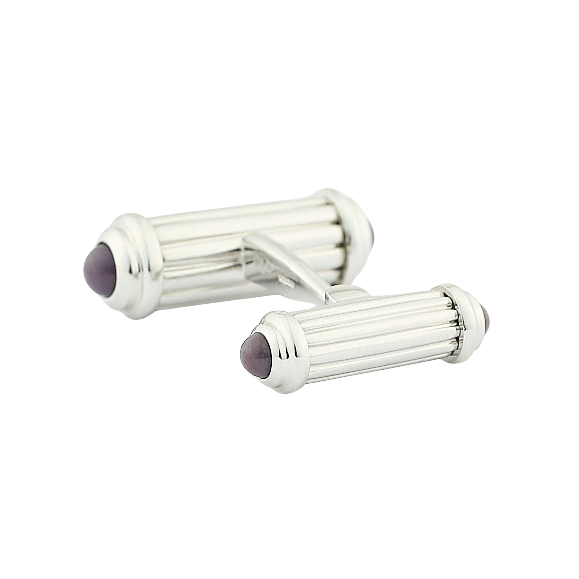 ridged column lavender jasper 18ct white gold cufflinks - rear